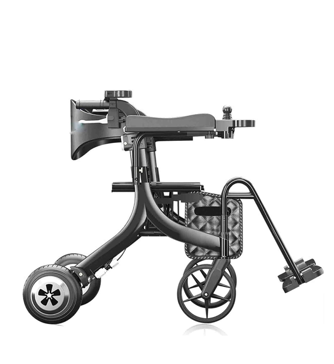 Electric Power Walker Drive Rollator, Rollator Walker with Seat 3 in 1 Multi-Functional Walker for Seniors Transport, Foldable Electric Wheelchair Light Battery Trolley