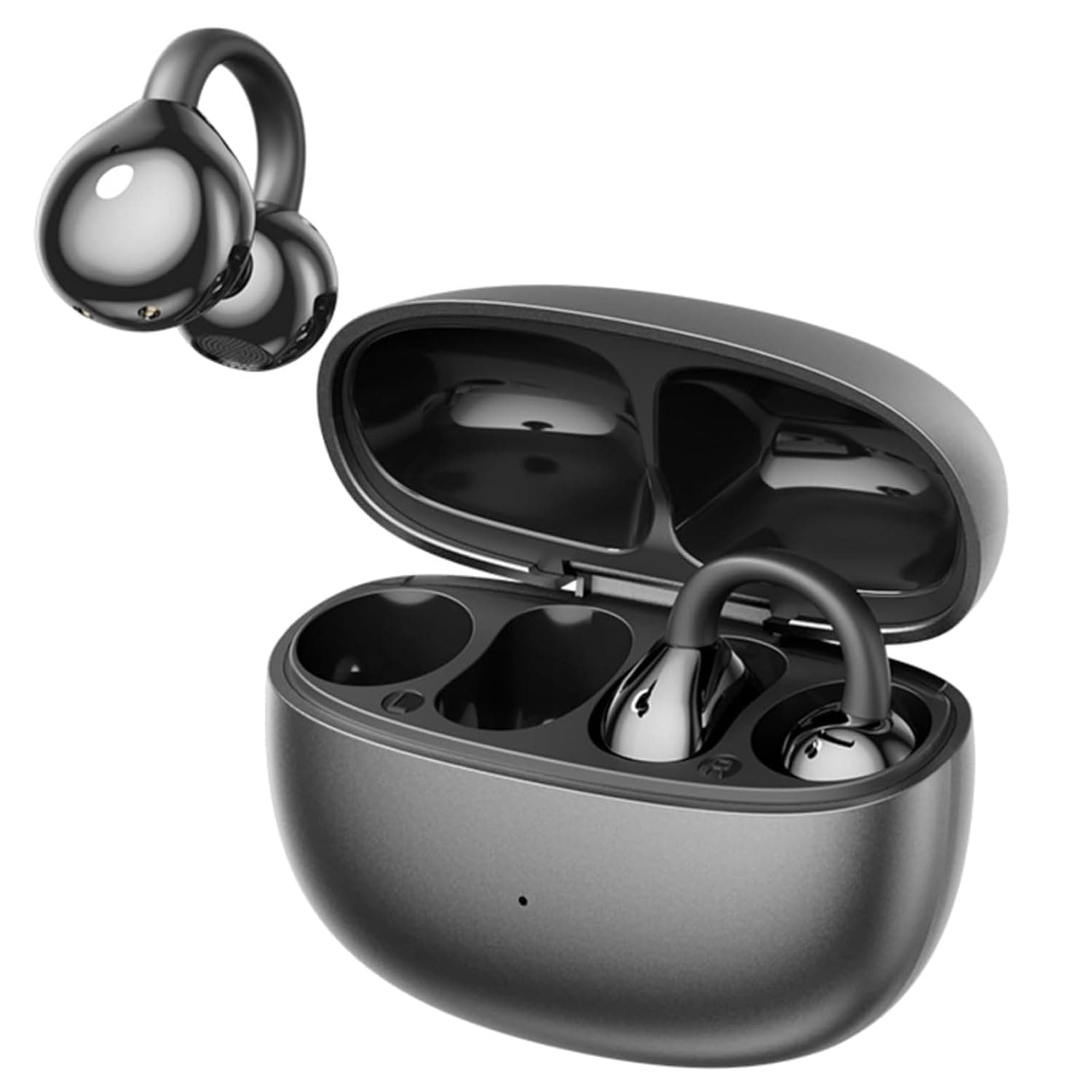 سماعات اذن بلوتوث بمشبك من لاكسدامر، سماعات اذن بلوتوث مفتوحة مع خاصية الغاء الضوضاء الذكية لمكالمات واضحة، خفيفة الوزن وبطارية 20 ساعة تناسب الرياضة (اسود)