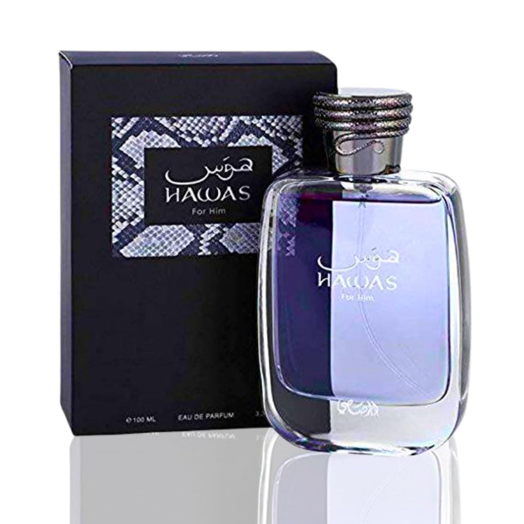 Rasasi Hawas - Fresh, Fruity, Aquatic, Woody, Musky - Eau de Parfum Spray Long-Lasting Fragrance for Men, 3.4 Ounce / 100 ml