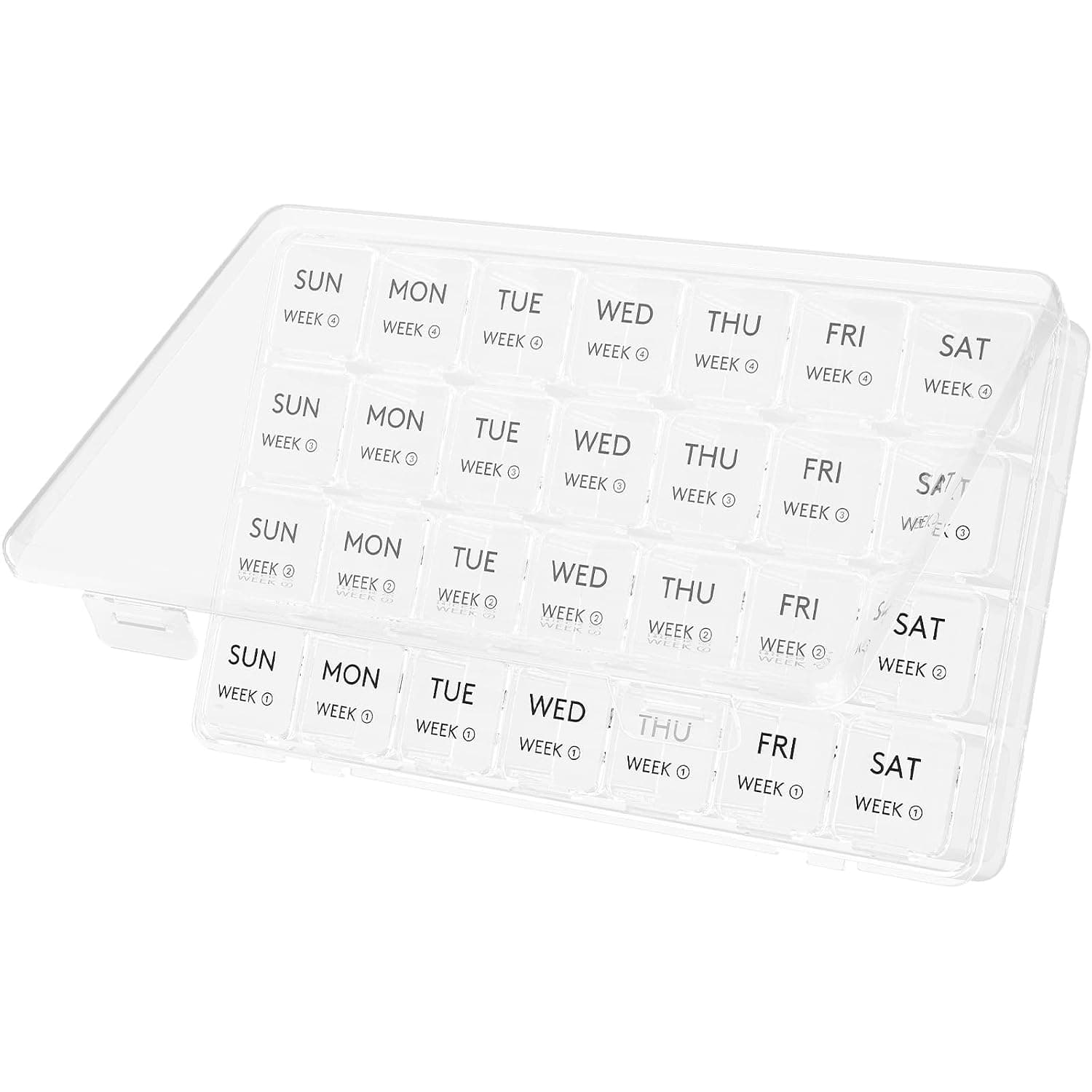 Lifewit Monthly Pill Organiser, 28 Day Tablet Pill Box, Clear, 1 Pack