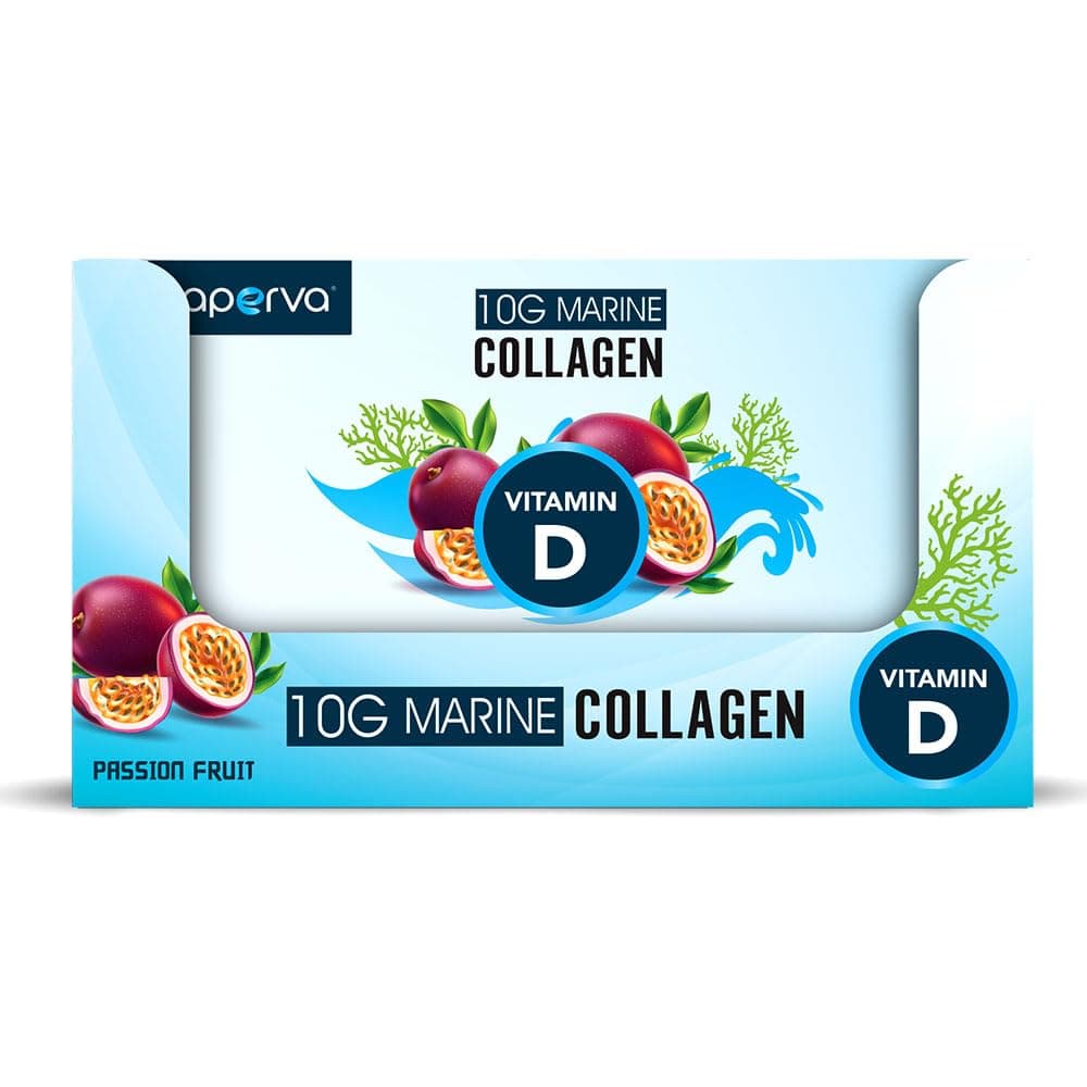 laperva Collagen 10g Marine Collagen - Brightens & Smoothen Skin Tone, Support Joint Health (Passion Fruit, Box of 12 Shots)