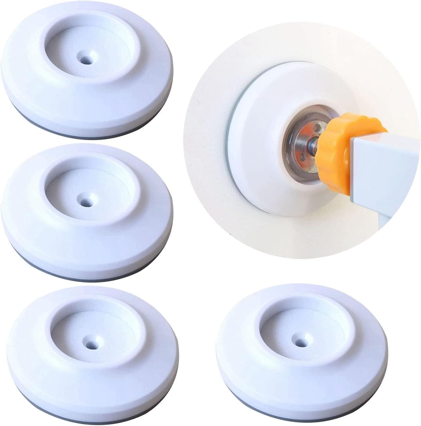 Aputue Baby Gate Wall Protector, 4 Pack Round Guard Cups for Kids, Pressure Mounted Stair Gates and Pet Barrier, Banister Protection Pads with Rubber Backing for Doorways and Home Walls