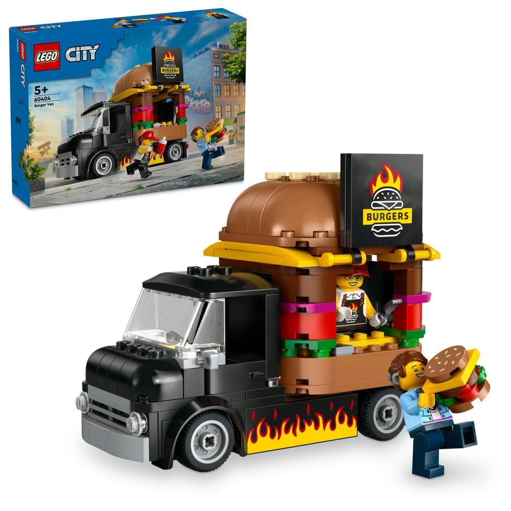 LEGO City Burger Van 60404 | Food Truck Toy, Kitchen Playset, Vendor Minifigure & Accessories, Gift for 5+ Year Old Boys & Girls, 194 Pieces