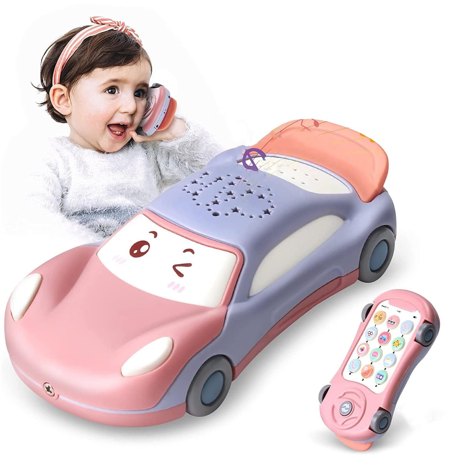 Joyzzz Baby Cell Phone Toy, Multi-Function Learning Toy for 1-3 Year Olds, Early Education Phone Toy, Toddler Educational Phone with Music, Interactive Pretend Play Gift for Boys Girls