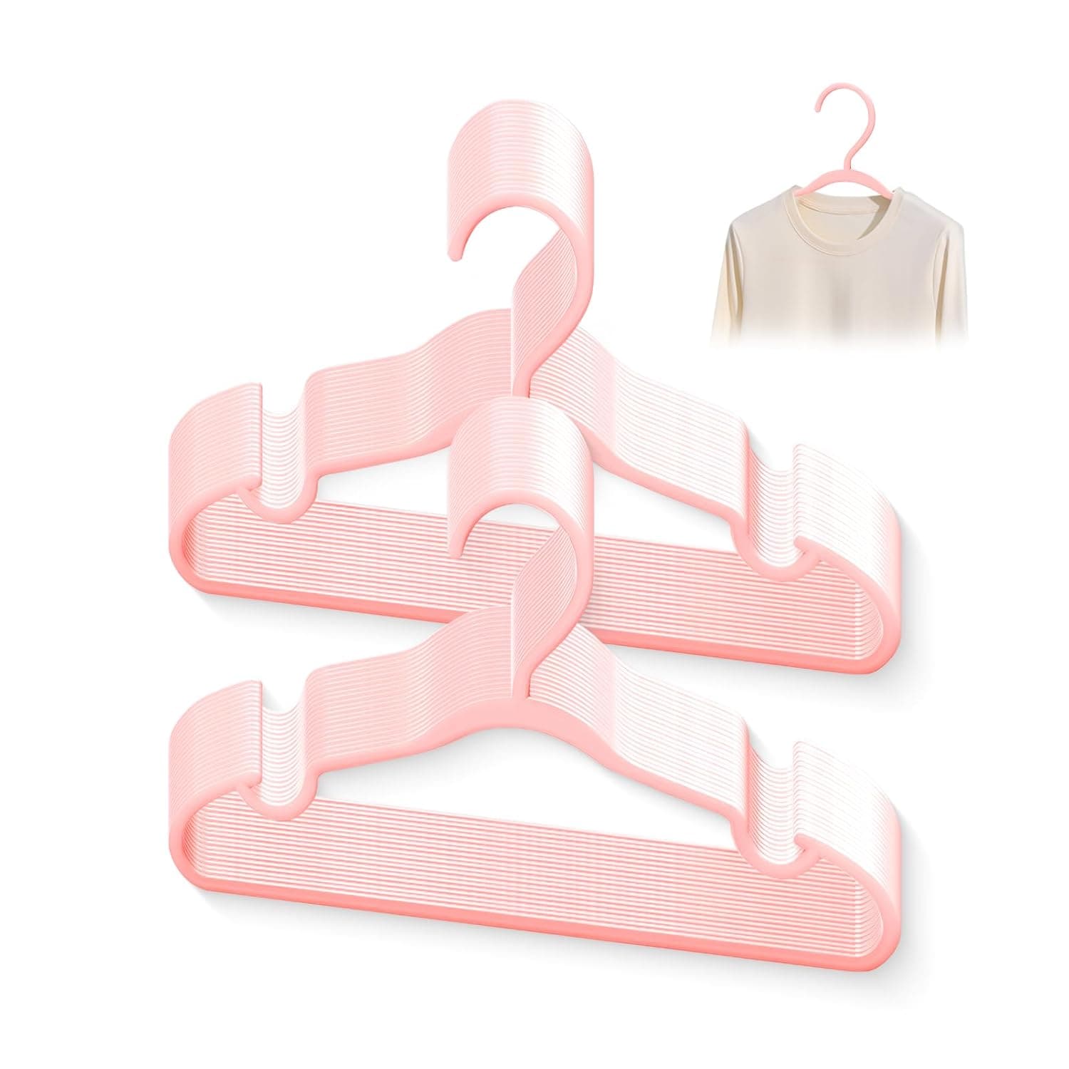 Baby Clothes Hangers,Kids Velvet Hangers,Notched Shoulder Design For Children Clothes, Sturdy&Durable Clothes Hangers (Pink, 40PCS)