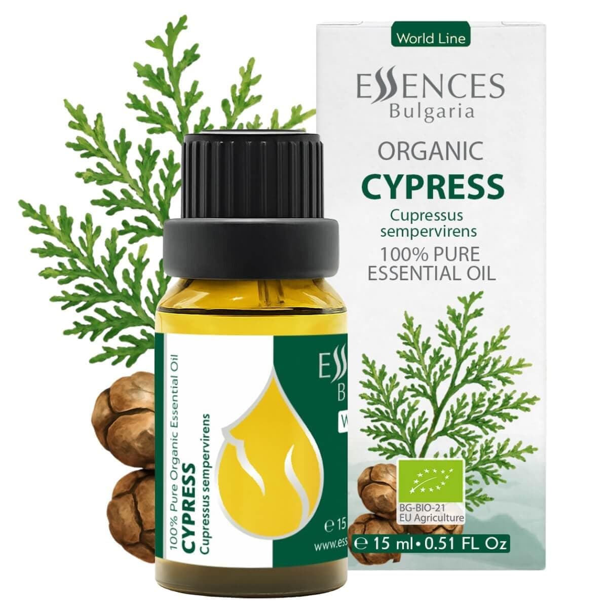 Essences Bulgaria Cypress Essential Oil 15ml (0.51 Fl Oz) | Cupressus sempervirens | 100% Pure, Natural, Undiluted | Aromatherapy, Cosmetics | Vegan, Non-GMO, Cruelty-Free