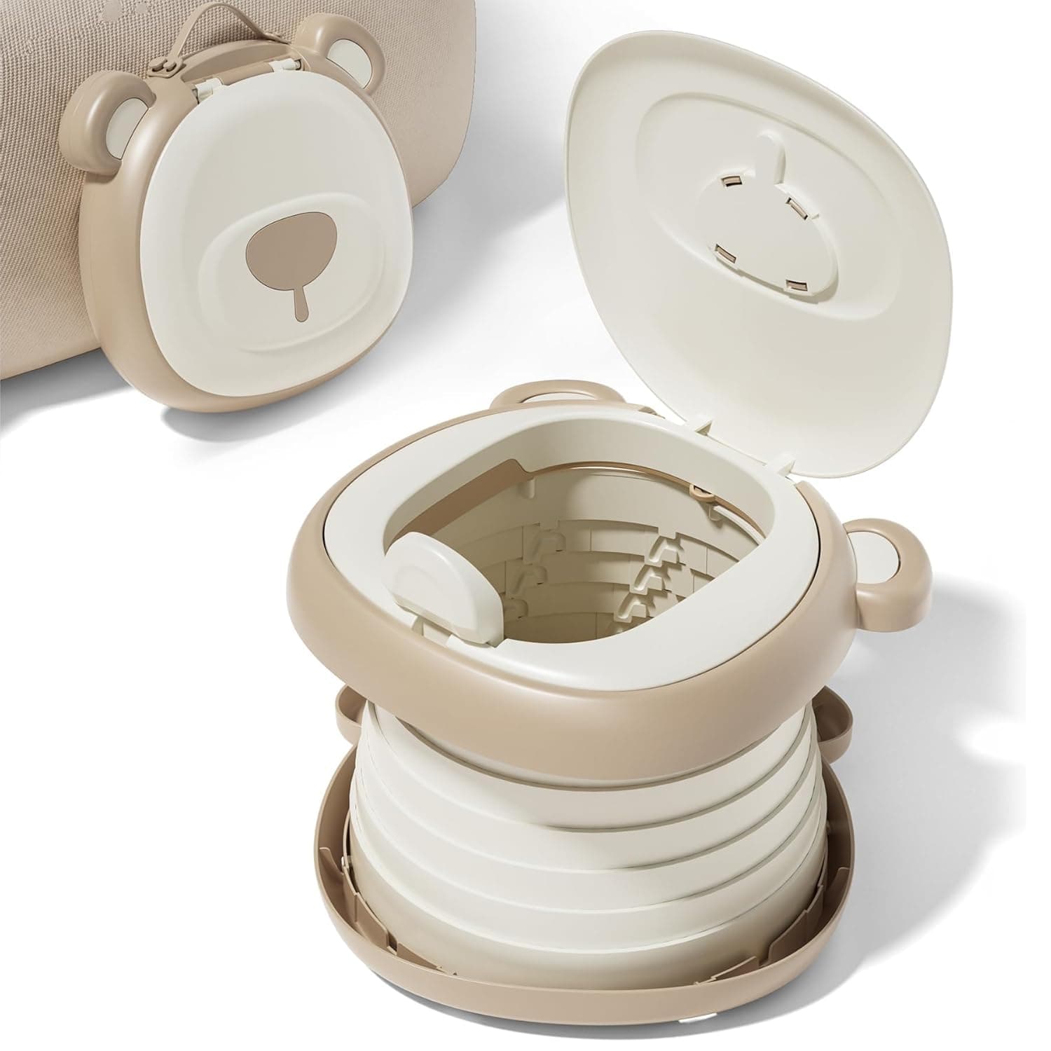 Travel Potty Seat for Toddler, Foldable Car Toilet for Kids, Portable Toilet Seat with Liners & Absorbent Pads, Compact Training Chair for Travel, Camping and Outdoor Use