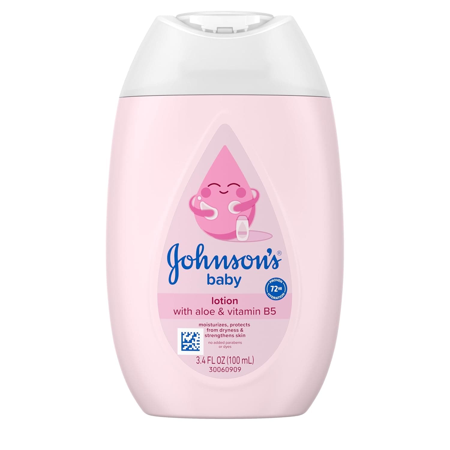 Johnson's Moisturizing Mild Pink Baby Lotion with Coconut Oil for Delicate Baby Skin, Paraben-, Phthalate- & Dye-Free, Hypoallergenic & Dermatologist-Tested, Baby Skin Care, 3.4 Fl. Oz | 72 HR Hydration Skin Moisturizer, Hypoallergenic, Safe for Newborn, Protects From Dryness & Strengthens Skin