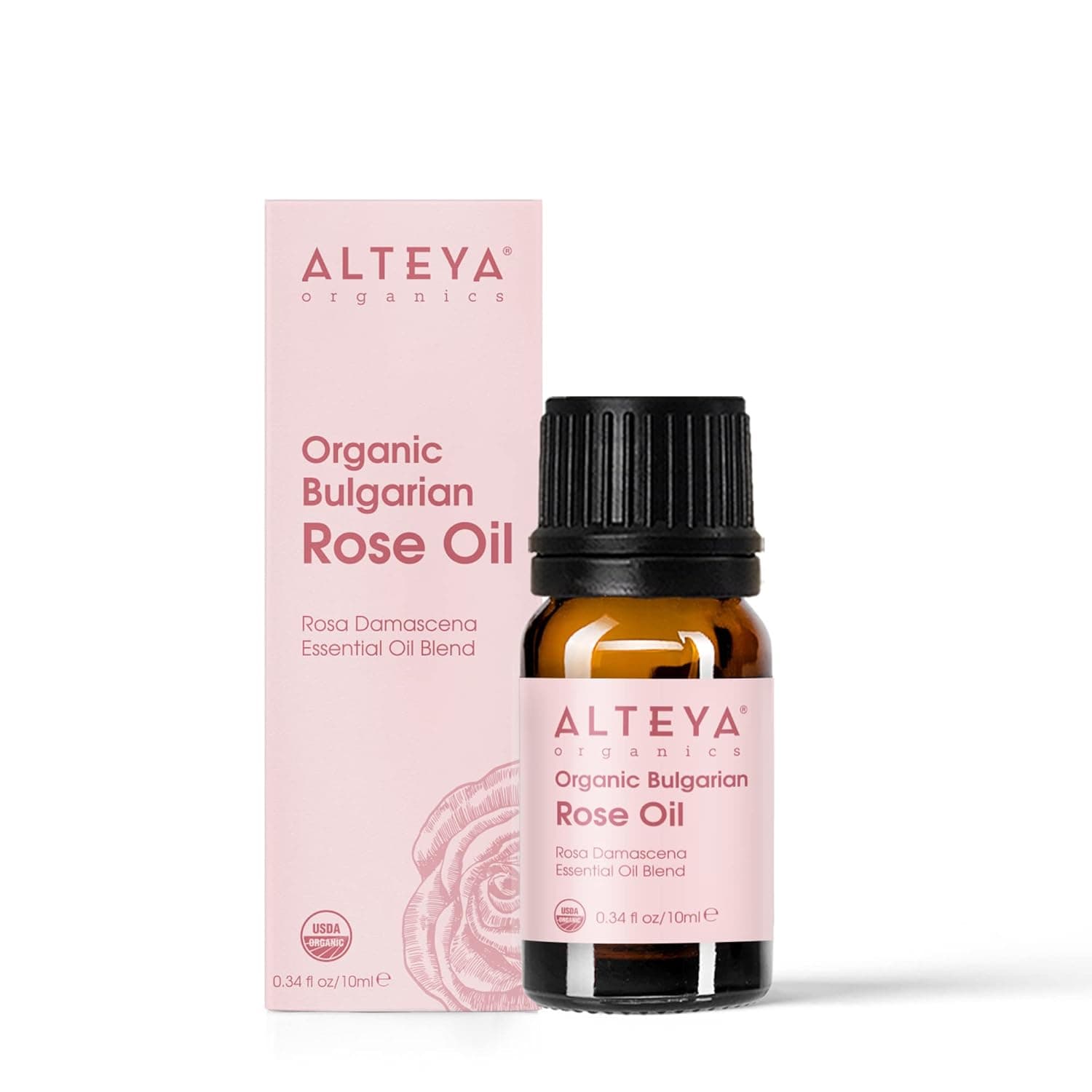 Alteya Organics USDA Bulgarian Rose Oil Rosa Damascena Otto Multi-Use Essential Oil Blend Excellent for Aromatherapy, Fragrance, Skincare and Massage Therapy 10mL