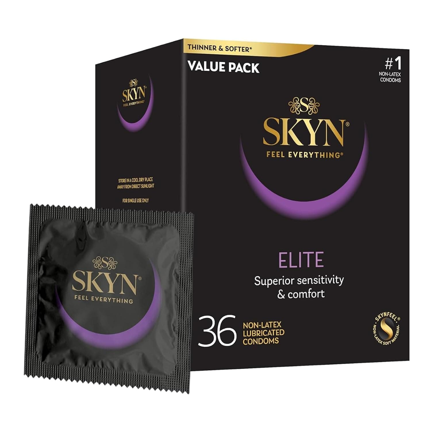 SKYN Elite Non-Latex Lubricated Condoms, 36 Count