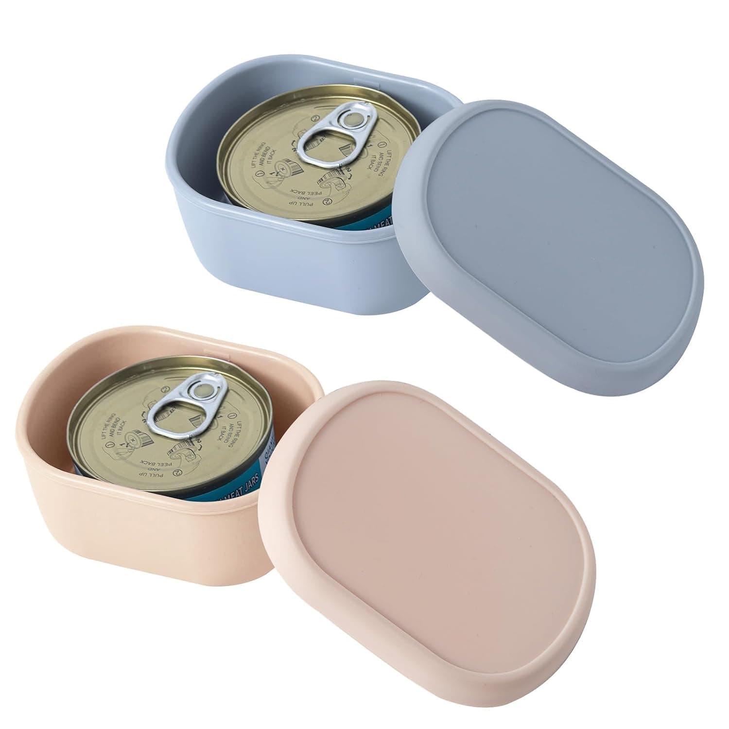 Pet Food Can Cover, 2 Pack Reusable Silicone Airtight Can Cover for Cat and Dog Food, Sealing Storage Box for 3oz Cans and 65mm Cans, Keep Pet Food Fresh and Lock in Flavor, 2 Colors