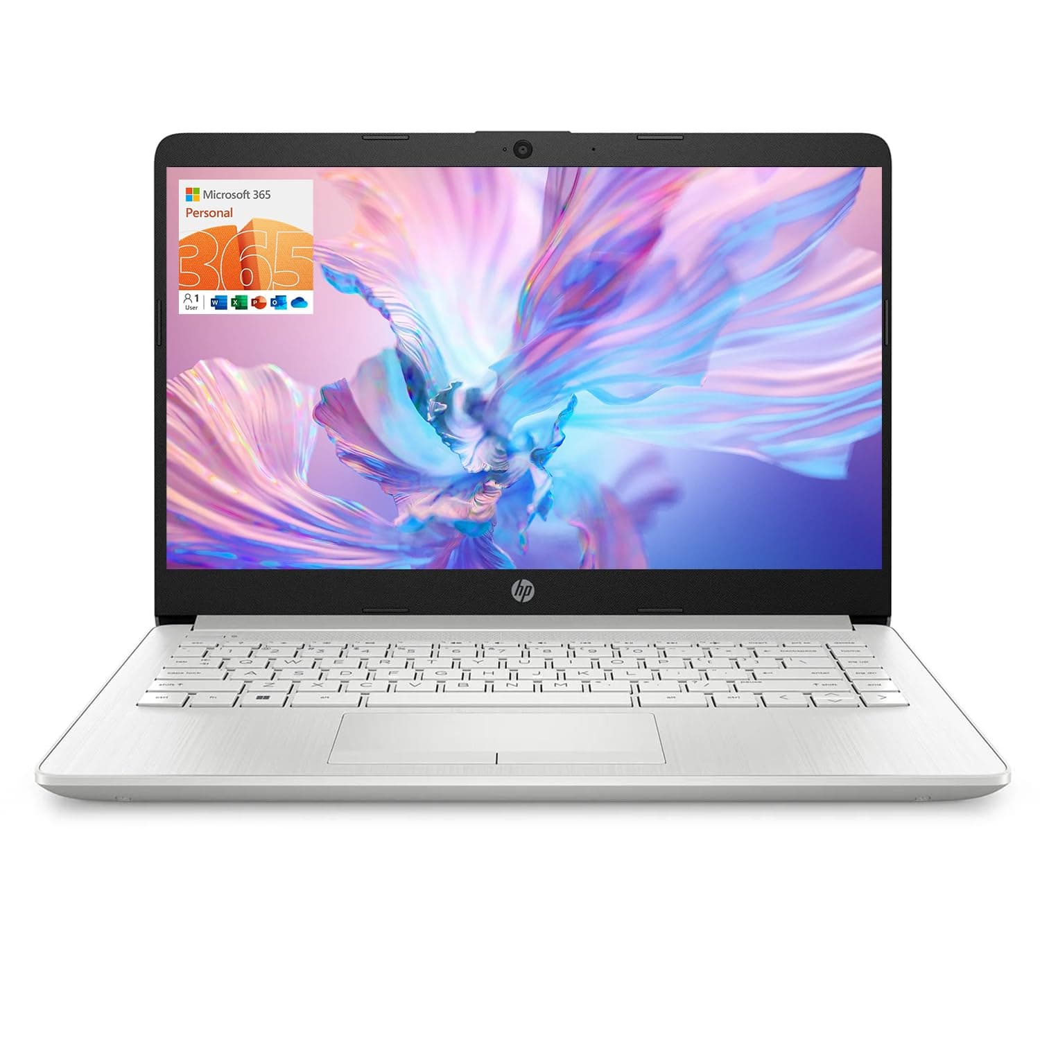 HP - Student and Business Laptop, 14" HD Display, Intel Quad-Core N4120, 16GB DDR4 RAM, 64GB eMMC, 1 Year Office 365, Webcam, RJ-45, HDMI, Wi-Fi, Windows 11 Home, Silver