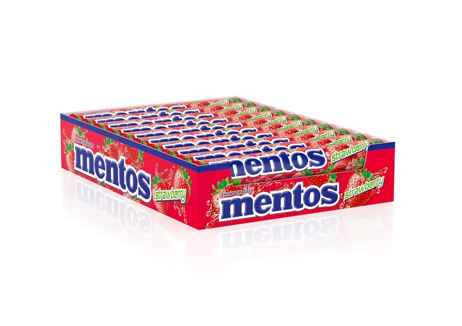 Mentos Chewy Dragees Roll 14pcs Strawberry (20 Rolls) Mentos candy mixed strawberry flavor Roll 14 tablets _ tie 20 Roll