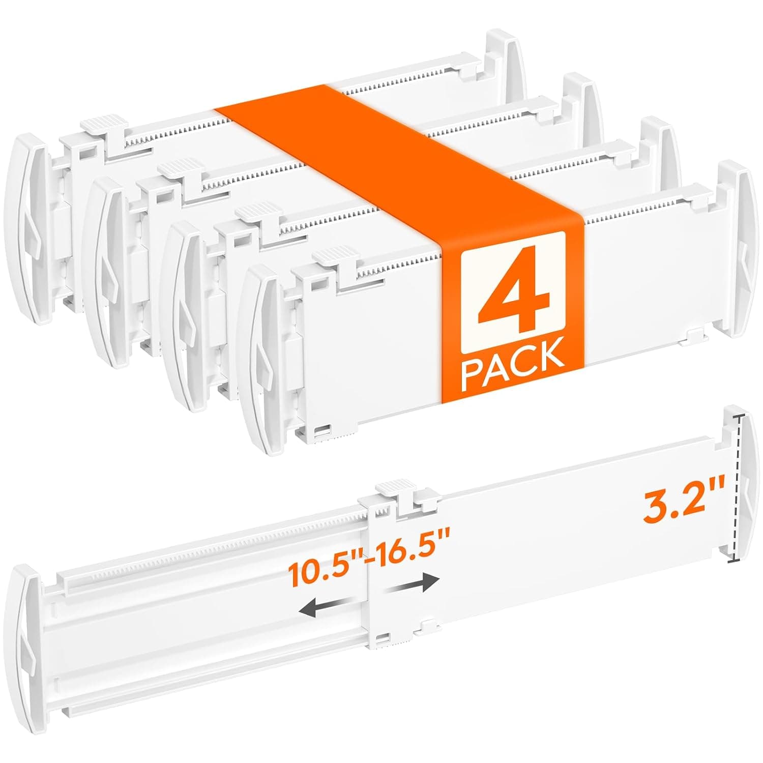 Lifewit 8.2cm Tall 4 Pack Drawer Dividers, 26-42cm Adjustable Drawer Organizers for Clothes, Expandable Dresser Drawer Organizers, Drawers Separators for Dresser, Bedroom, Kitchen, Vanity, White