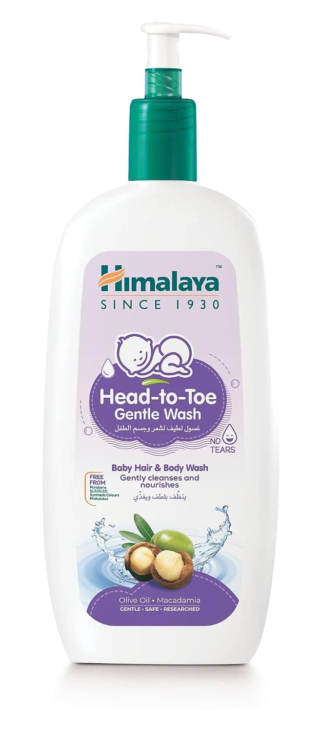 Himalaya Since 1930 Head to Toe Gentle Wash, 800ml – Baby Hair & Body Wash with Olive Oil & Macadamia | Gently Cleanses & Nourishes | No Tears Formula, Free of Parabens, Phthalates & Synthetic Colors