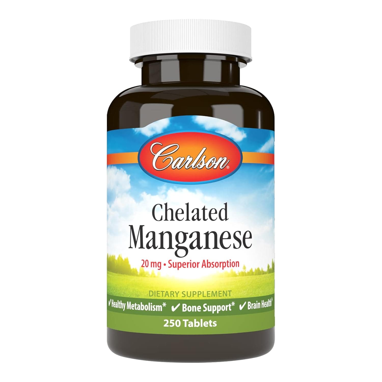 Carlson Labs, Chelated Manganese, 20 mg, 250 Tablets