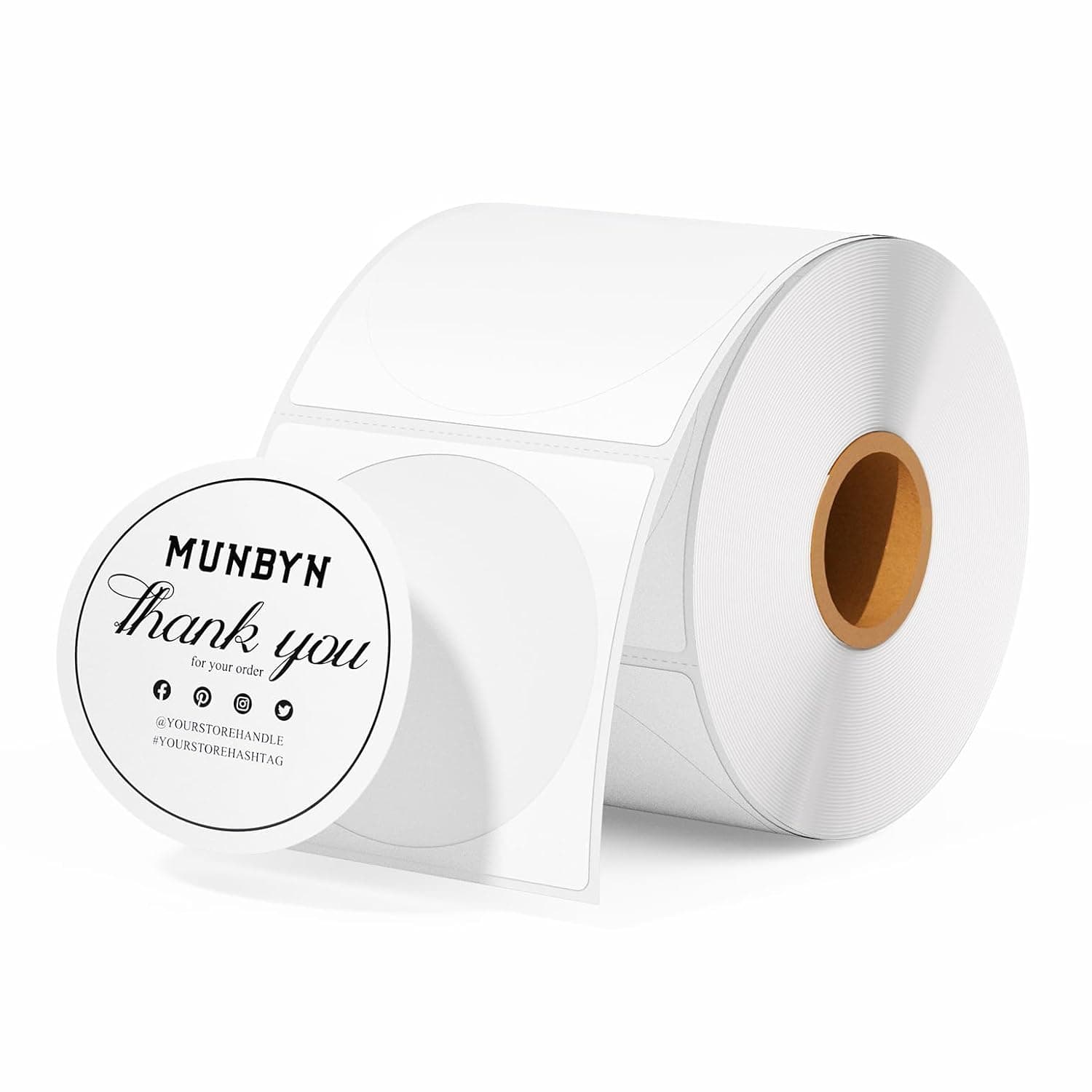 MUNBYN 2 Inch Circle Thermal Sticker Labels, Self-Adhesive Round Direct Thermal Labels, Multi-Purpose Roll Thermal Stickers for Business-750 Labels/1 Roll