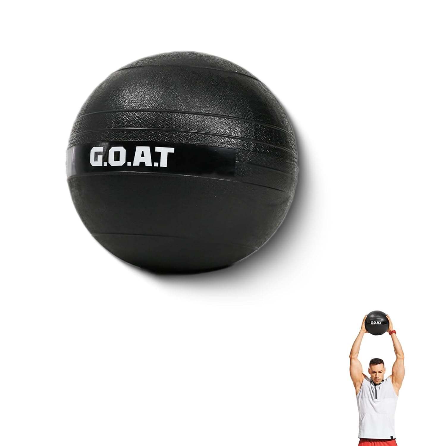 G.O.A.T Premium Exercise Slam Ball - Heavy-Duty Rubber Slam Ball for Explosive Power Training - Non-Bounce Medicine Ball for CrossFit and Strength Conditioning