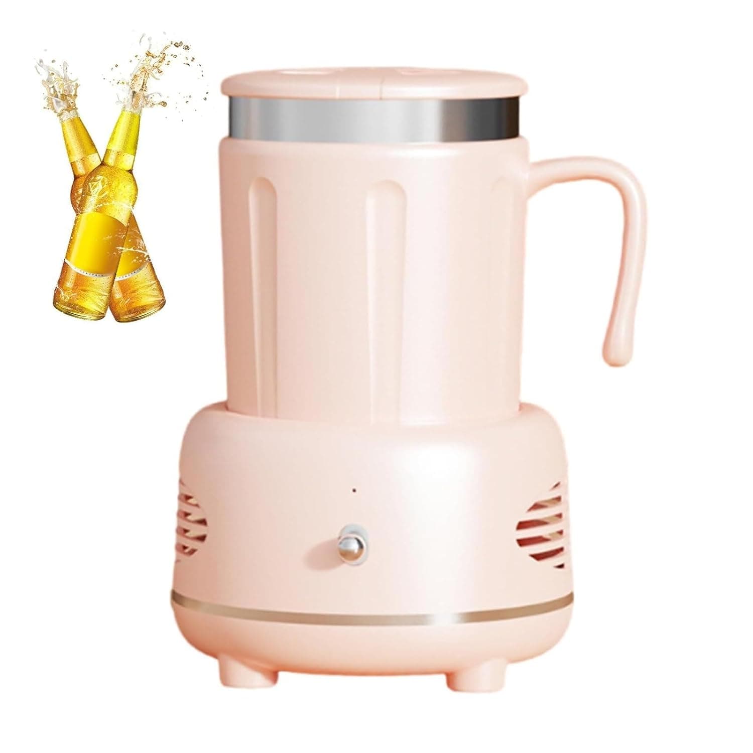 Cooling Cup, Portable Mug Warmer and Cooler,with 2 Adjustable Settings, Efficient Heat Dissipation, Home Office Cold Drink Machine Quick Cooling Mug for Beverage Cola Beer Wine Drink(Pink)