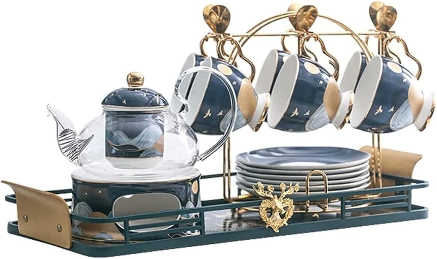 Afternoon Tea Tea Set Set Flower and Fruit Tea Cup Household Ceramic Glass Fruit Flower Teapot Base Candle Heating Cooling Kettle