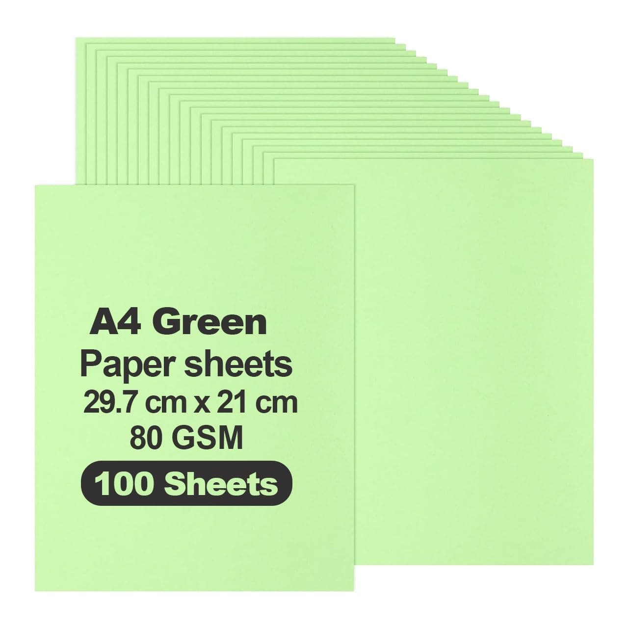 MARKQ Green Colored Paper, 100 Sheets A4 Color Paper sheets for Decorating Drawing Origami DIY Arts and Crafts, 80gsm 29.7 cm x 21 cm