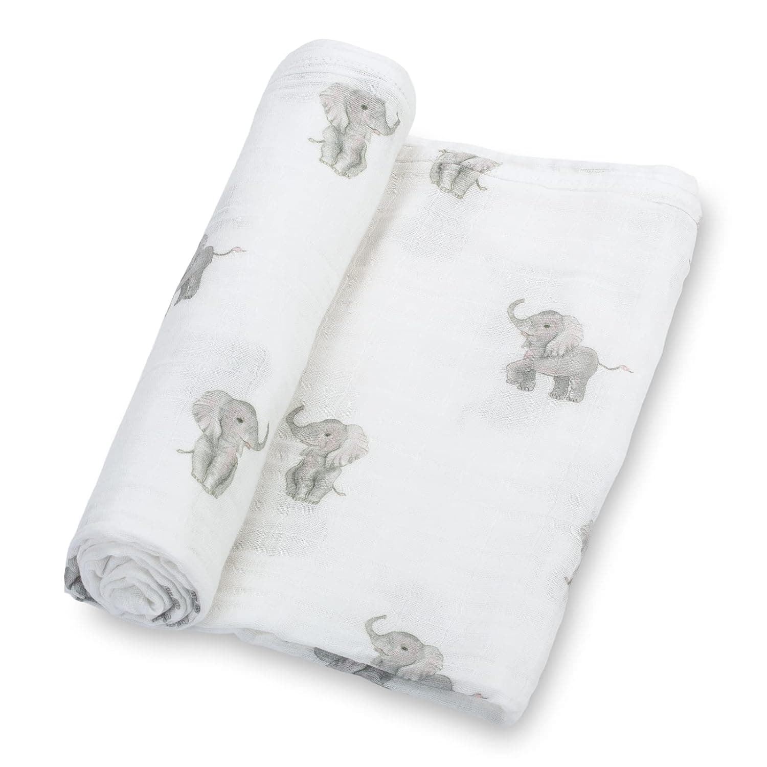 LollyBanks Swaddle Blanket | 100% Muslin Cotton | Gender Neutral Newborn and Baby Nursery Essentials for Girls and Boys, Registry | Baby Elephant Print | 47" x 47", Breathable Baby Receiving Blanket for Stroller, Crib, Nursing Cover (Baby Elephant Print)