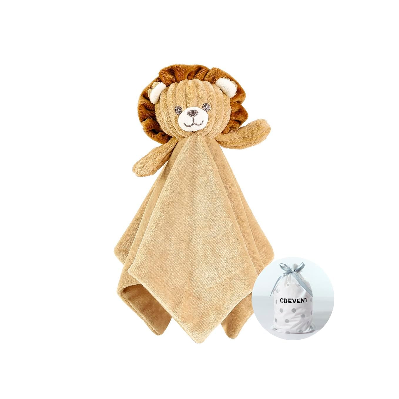 CREVENT Cozy Plush Baby Comforter Security Blanket, Loveys for Baby Girls and Boys, Birthday (Lion)