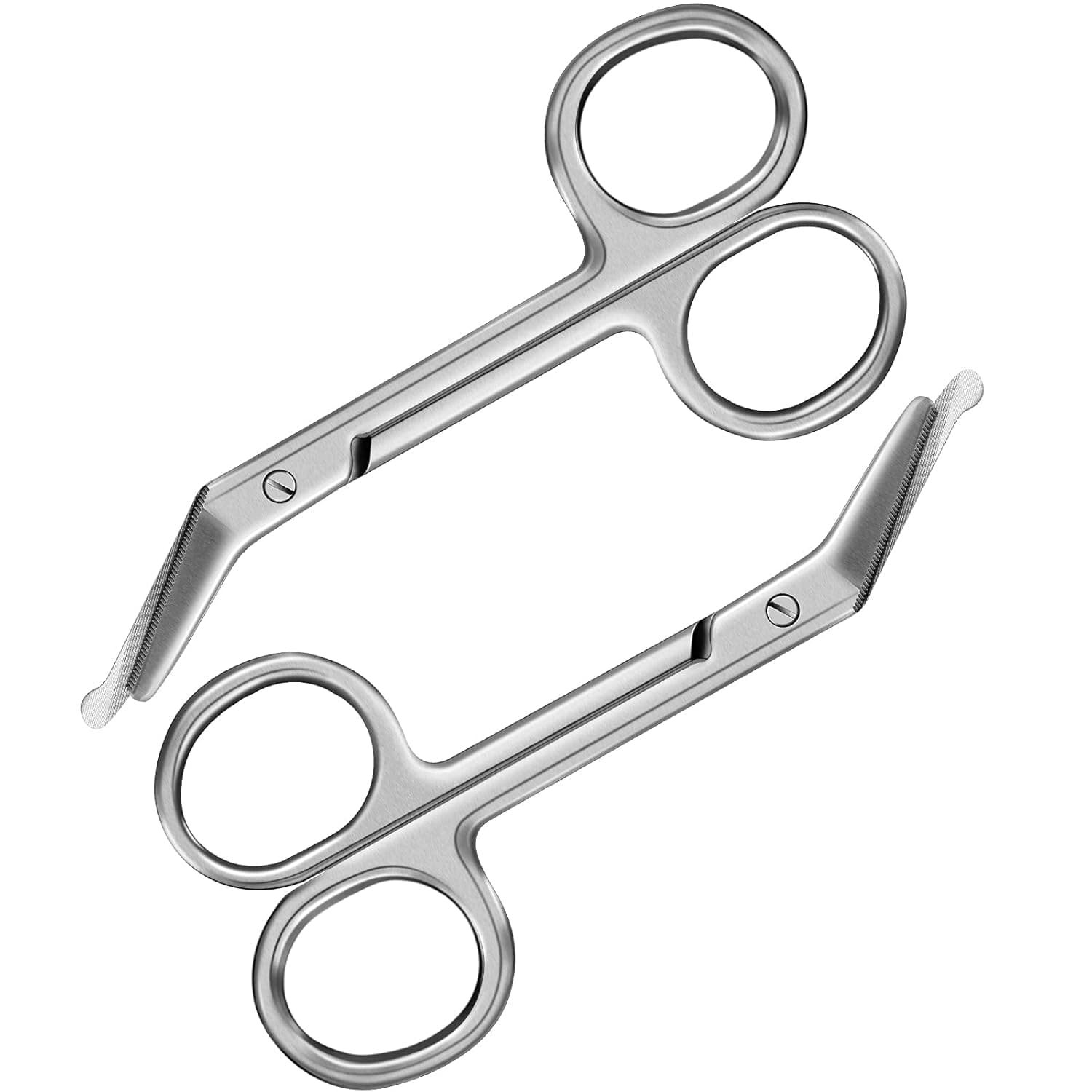 2 Pcs Ostomy and Bandage Scissors, 4.3 Inches Stainless Steel Medical Scissors for Doctors, Nurses, Veterinary and Home Nursing, Curved (Silver)