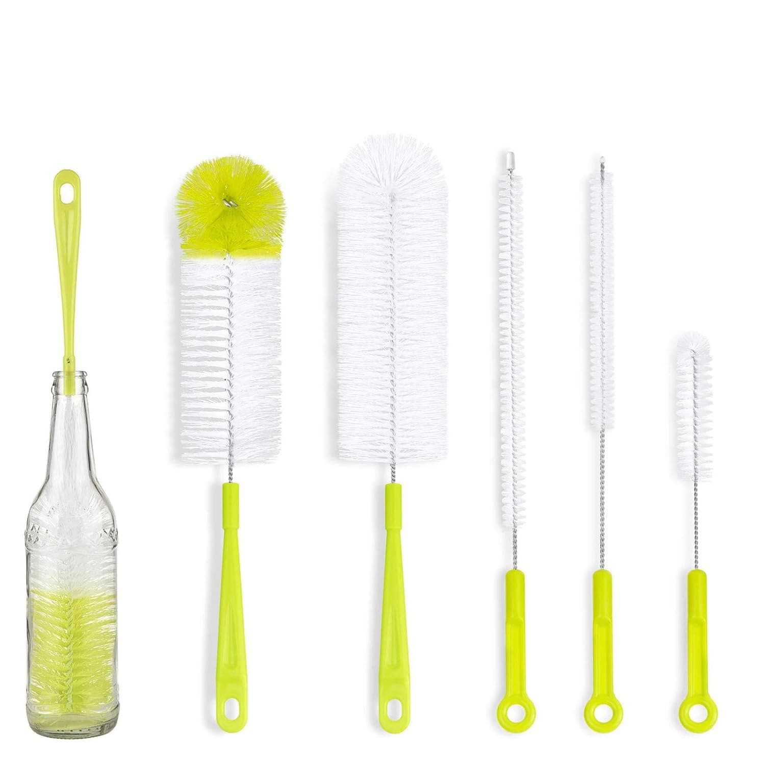 ToolHouse 5PCS Baby Bottle Cleaning Brush Set, Kitchen Cleaning Brush with Cup Brush Straw Brush for Cups, Straws, Bottles and Water Bottle