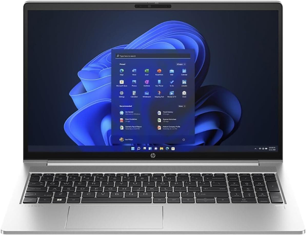 HP 250R G10 Laptop, Intel Core 5-120U Processor, 8GB RAM, 512GB M.2 SSD, 15.6" Full HD 1920x1080, Turbo Silver, Windows 11 Pro (Upgraded)