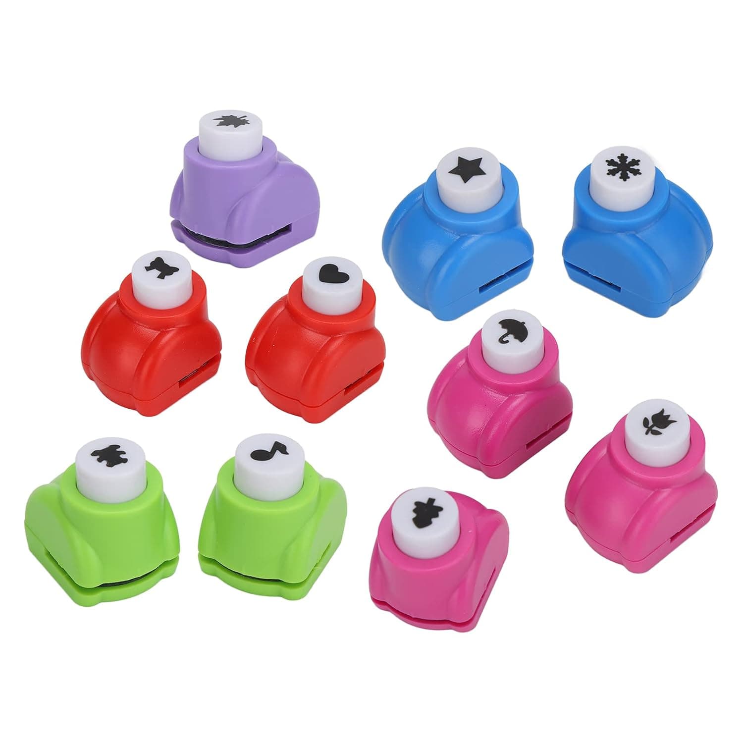 10pcs Cute Hole Puncher Portable 10 Patterns Craft Set, Easy Operation for DIY Works, Scrapbook, Nail Art, Gift Wrapping, Books, ABS Material
