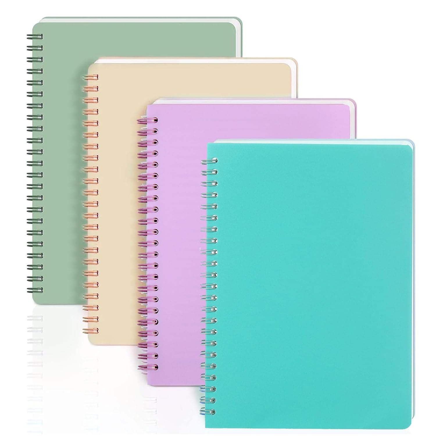 Spiral Ruled Notebook, 4 Pack A5 College Thicken Ruled Paper, 8.3x5.7in Plastic Hardcover Soft Cover Notepads, Twin-Wire Binding, 320 Pages Lined Paper for Office Study Memo Notes