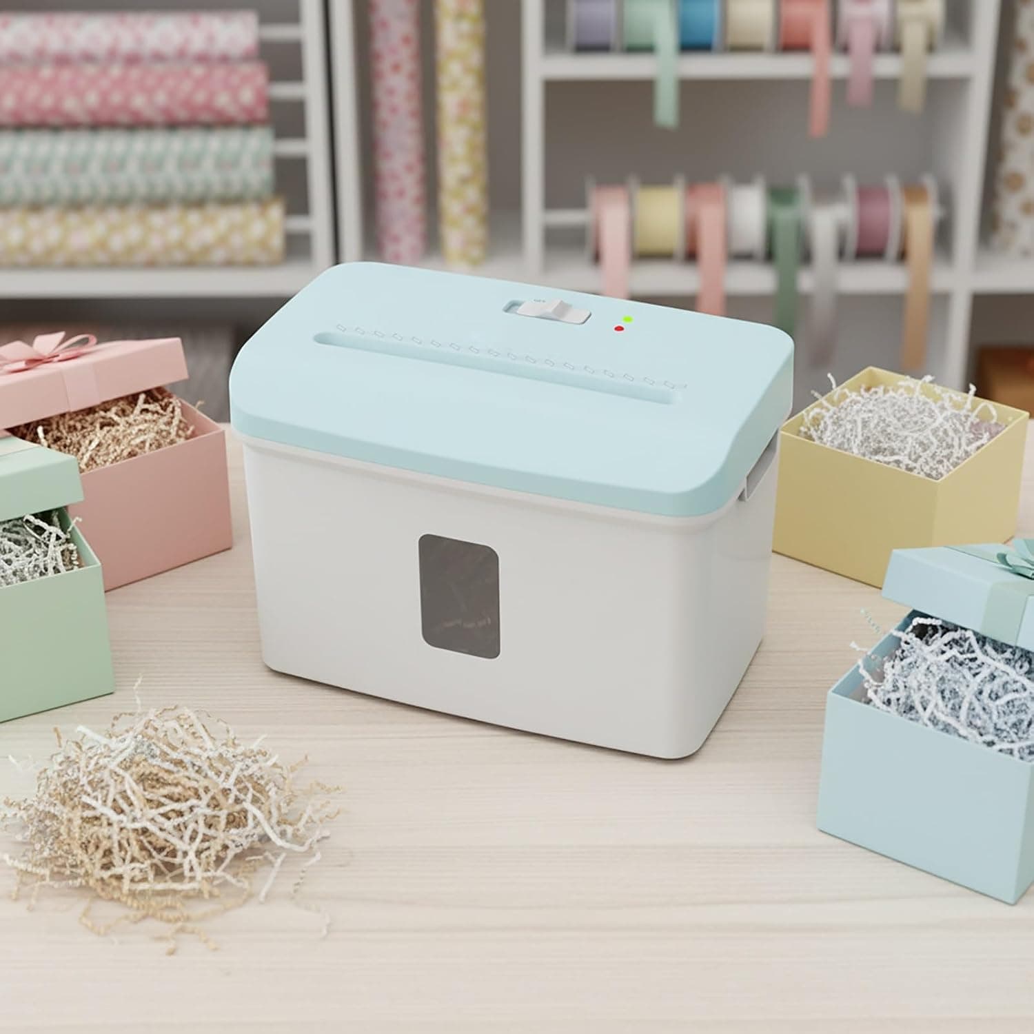Zigzag Paper Shredder,Crinkle Cut Shredding Machine with 7.5L Bin Handles Paper Thickness 25g-70g,for Gift Wrapping,Crafts & Festivals