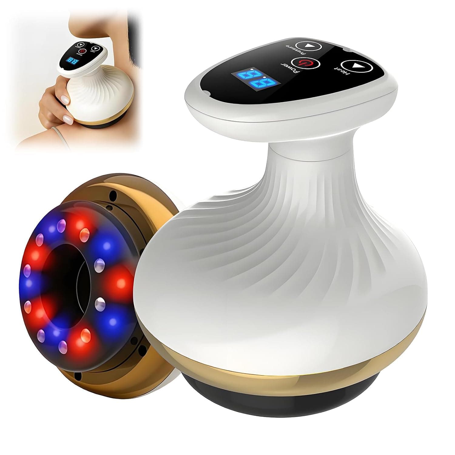 Cellulite Massage Machine with LED & Vibration, 9 Adjustable Suction Levels Rechargeable Handheld Body Massager for Arms Legs Abdomen Back, Skin Firming & Deep Relaxation Tool