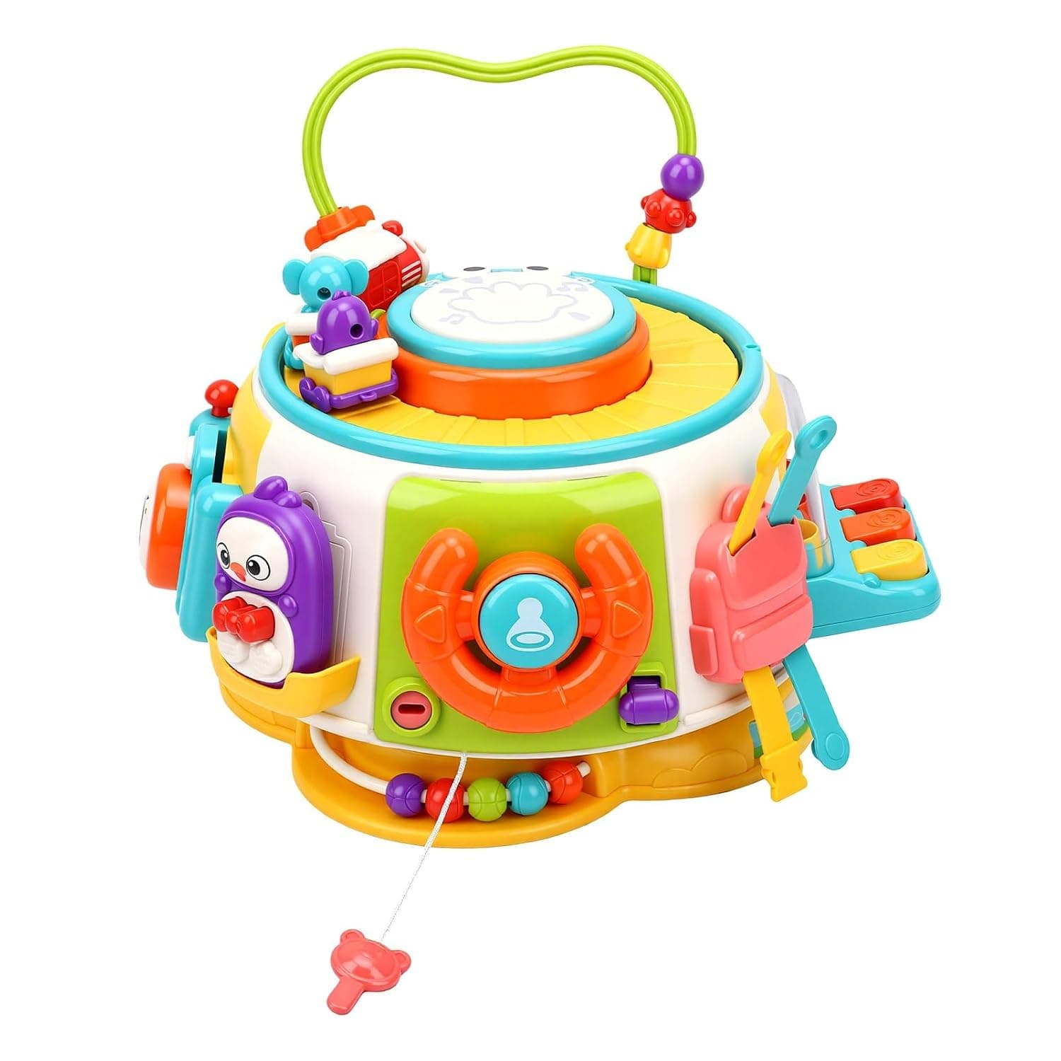 Dpofirs Baby Hexahedron Toy 6-in-1 Multifunctional Activity Cube, Educational Hand Eye Coordination Toy for Early Development, Safe ABS & Silicone Toddler Game Box with