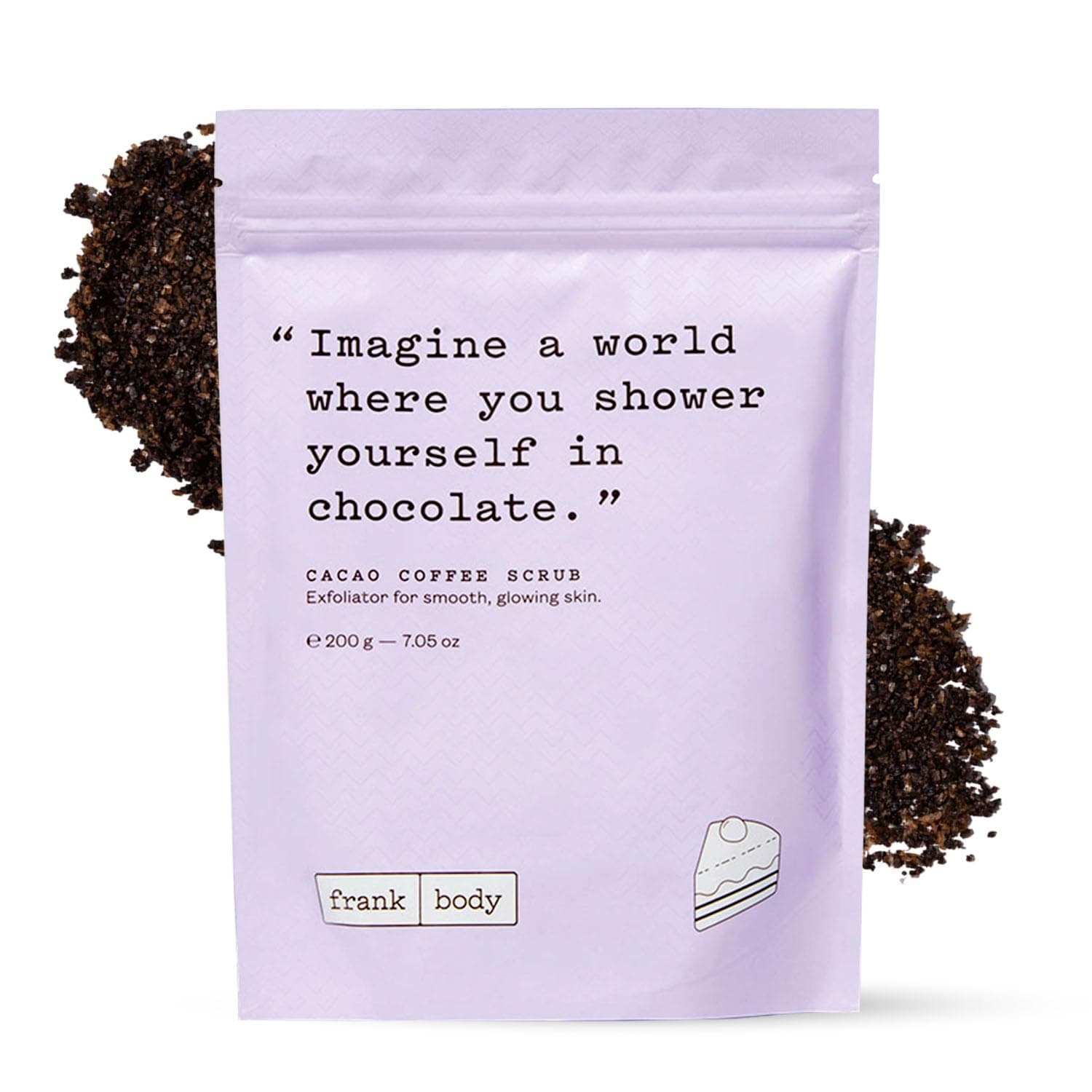 Frank Body Cacao Coffee Scrub | Natural & Cruelty Free Exfoliating Body Scrub | Smells Like Chocolate | Hydrating Vegan Skin Care Scrub To Smooth And Moisturize Skin | 1ct, 200g - 7.05oz