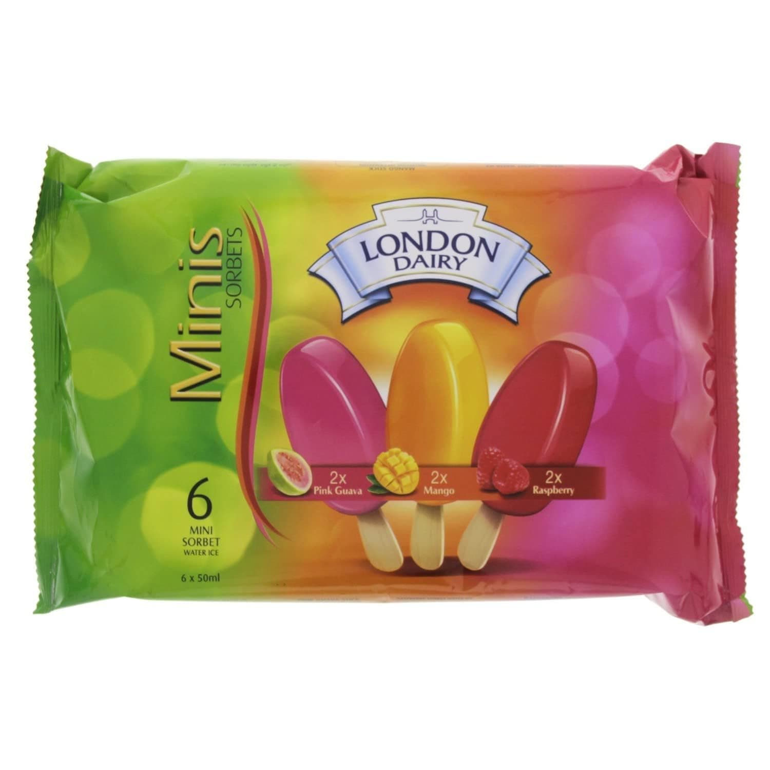London Dairy Mini Sorbets MP (Mango+Raspberry+Pink Guava) 6 x 50ml