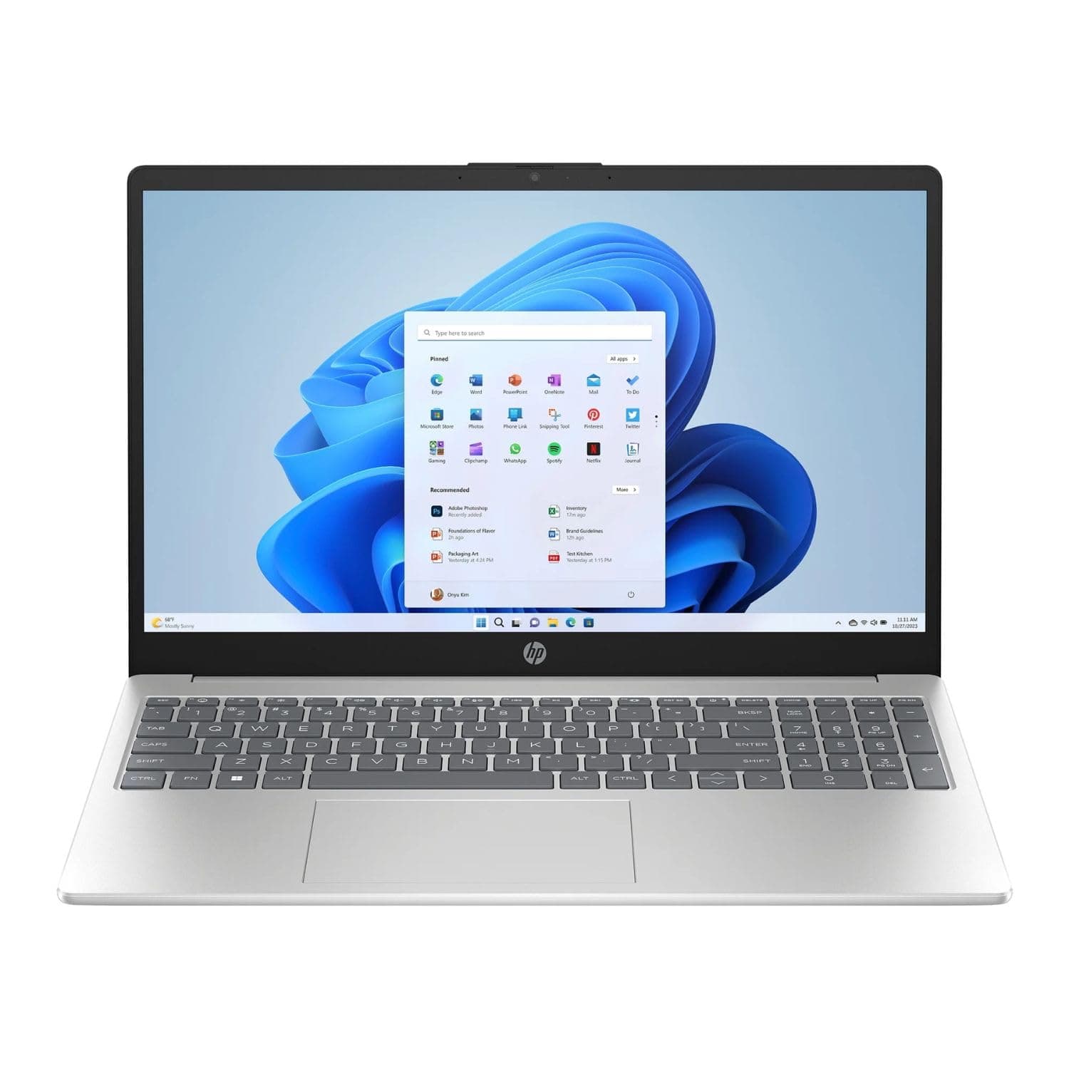 HP Laptop, 15.6-inch Full HD, AMD Ryzen 5-7520u, 8GB RAM, 512GB SSD, Windows 11, Natural Silver