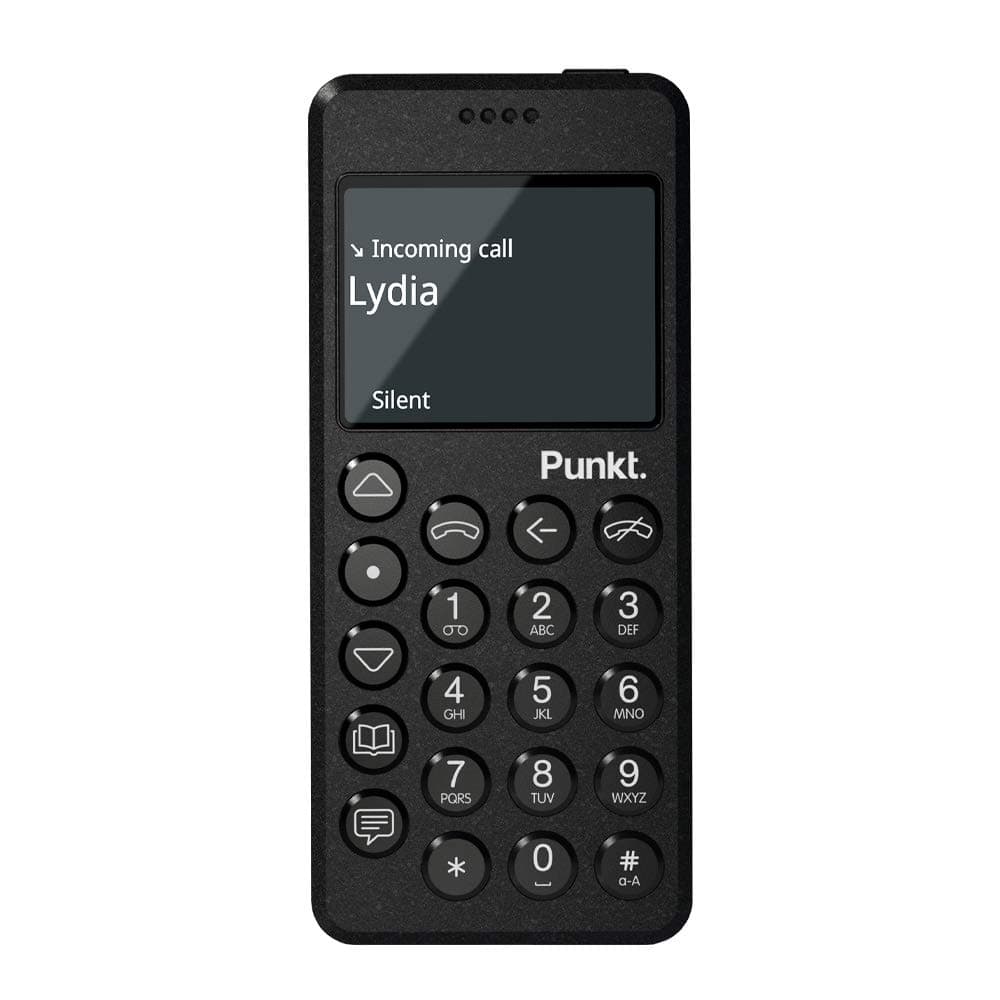 Punkt MP02 4G LTE Minimalist Mobile Phone (Unlocked, Nano-SIM, Wi-Fi Hotspot, BlackBerry Secure, 2GB RAM+16GB Storage, 1280 mAh Battery) “ Black - US Version