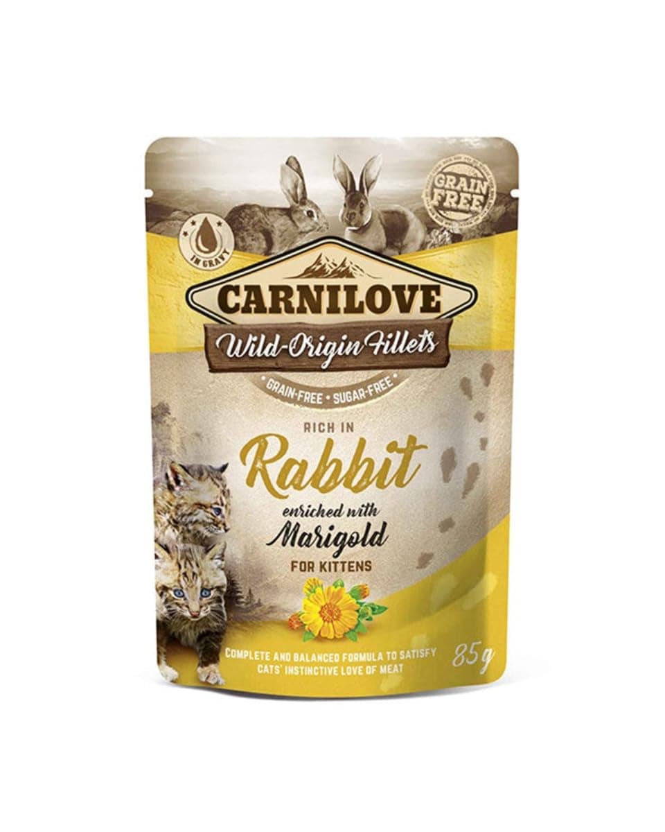 Carnilove Rabbit Enriched With Marigold For Kittens Wet Food Pouches 24x85g