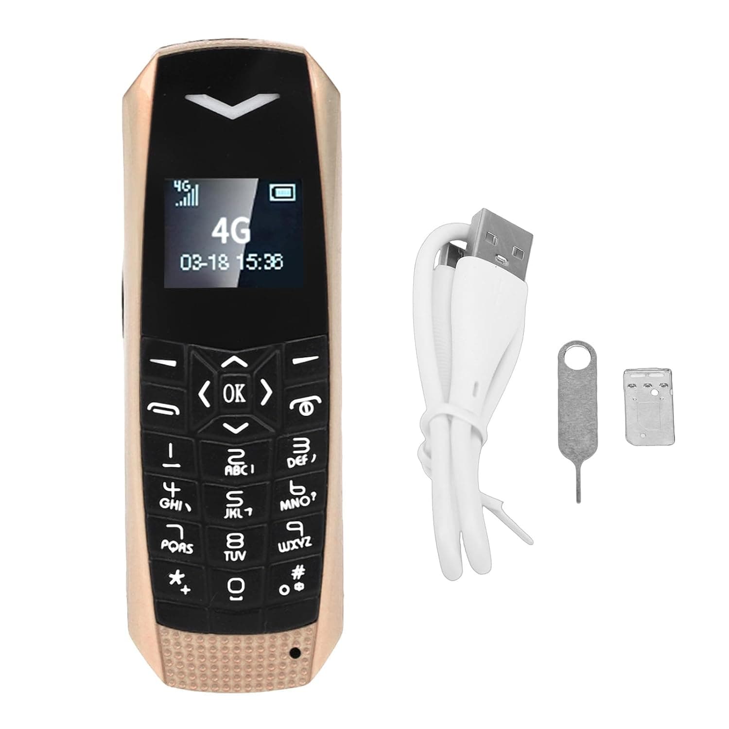 Asixxsix Unlocked Senior Cell Phone, 4G LTE Unlocked Phones, Mini Phone for Elderly with Large Button, Small Mobile Supports Bluetooth MP3 FM SOS Key Call Message (Gold)