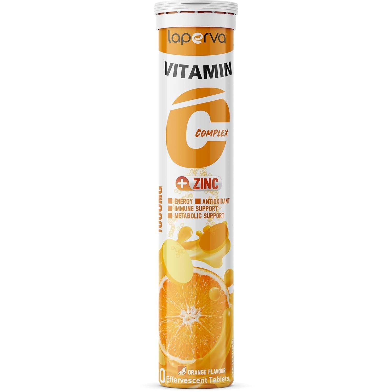 Laperva Vitamin C Complex 1000Mg Plus Zinc 20 Effervescent Tablets To Boost Immune System, Orange