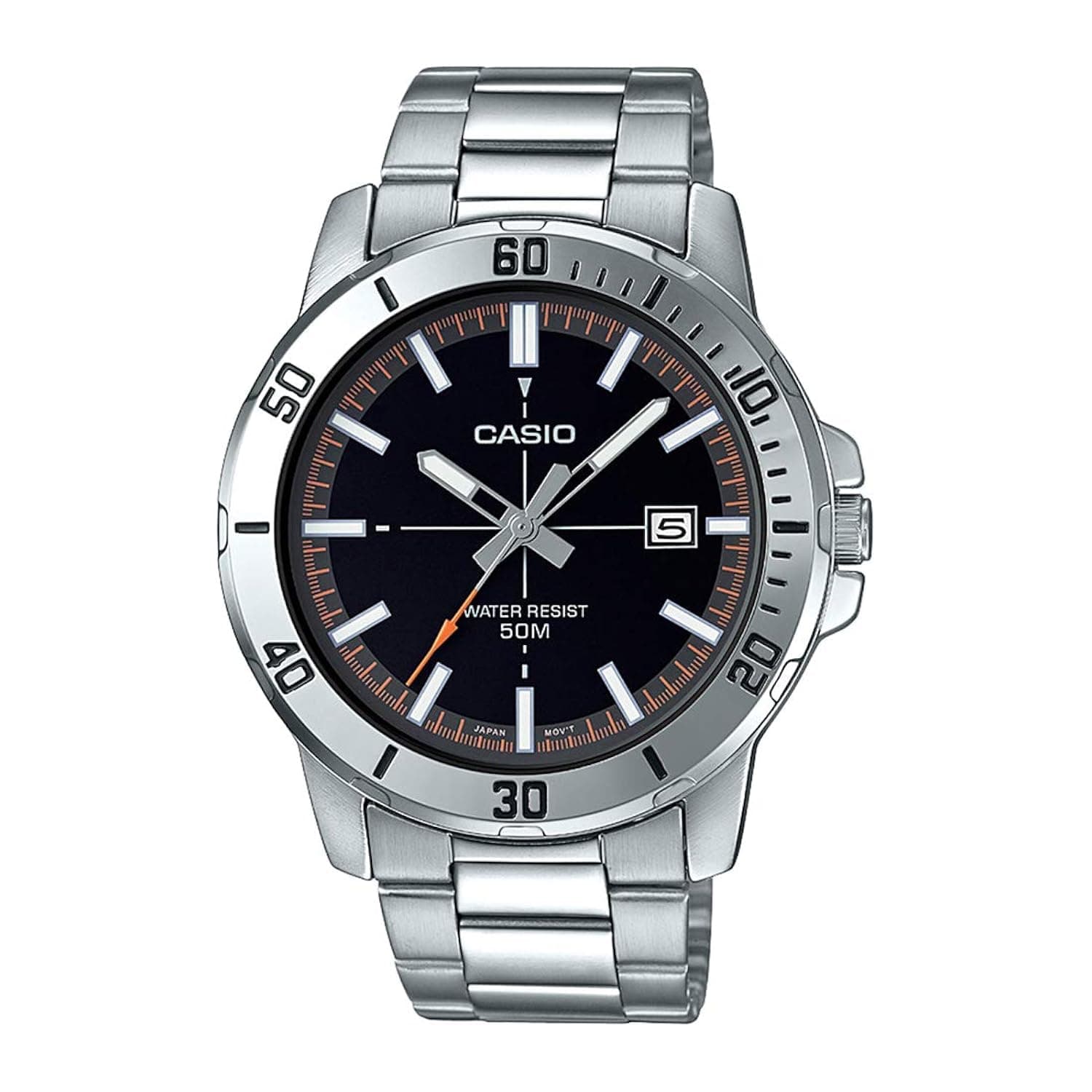 Casio watch men analog brown dial stainless steel