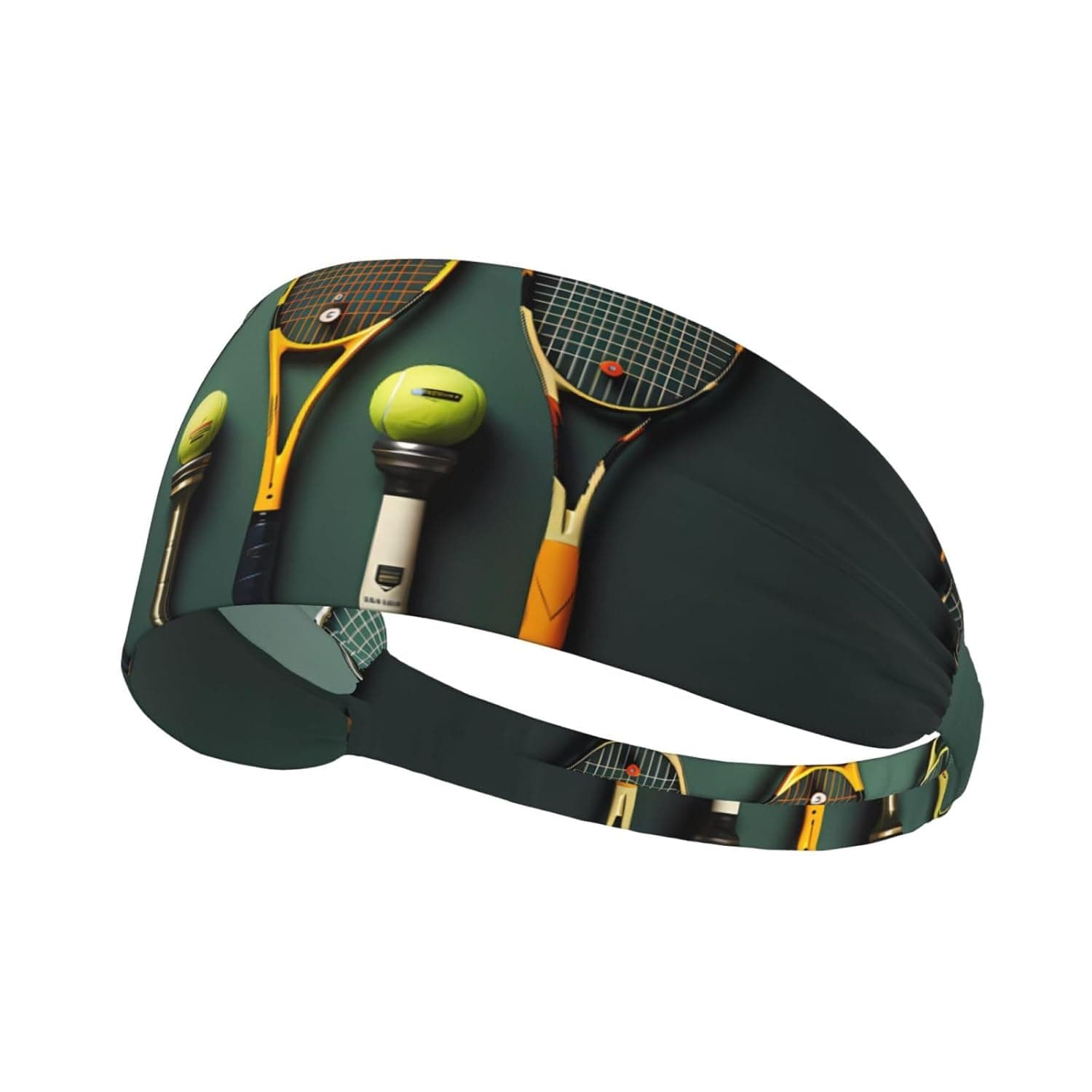 Tennis Balls and Rackets Outdoor Sports Sweat-Absorbing Headband, Fitness Sports Yoga Cycling Headband, Sports Elastic Headband,