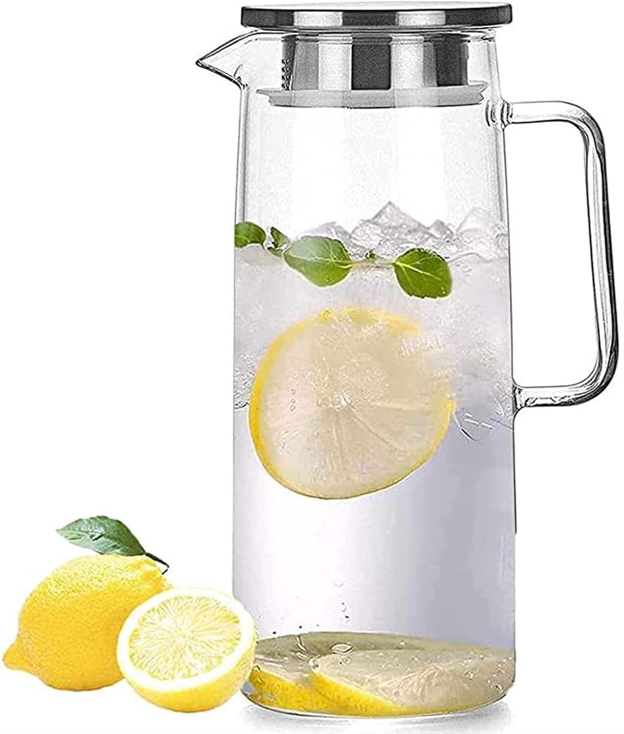Cold water cup glass high-temperature heating large-capacity cold kettle household juice soy milk teapot set transparent pot Cooling Kettle (Color : Pink 1000ml)