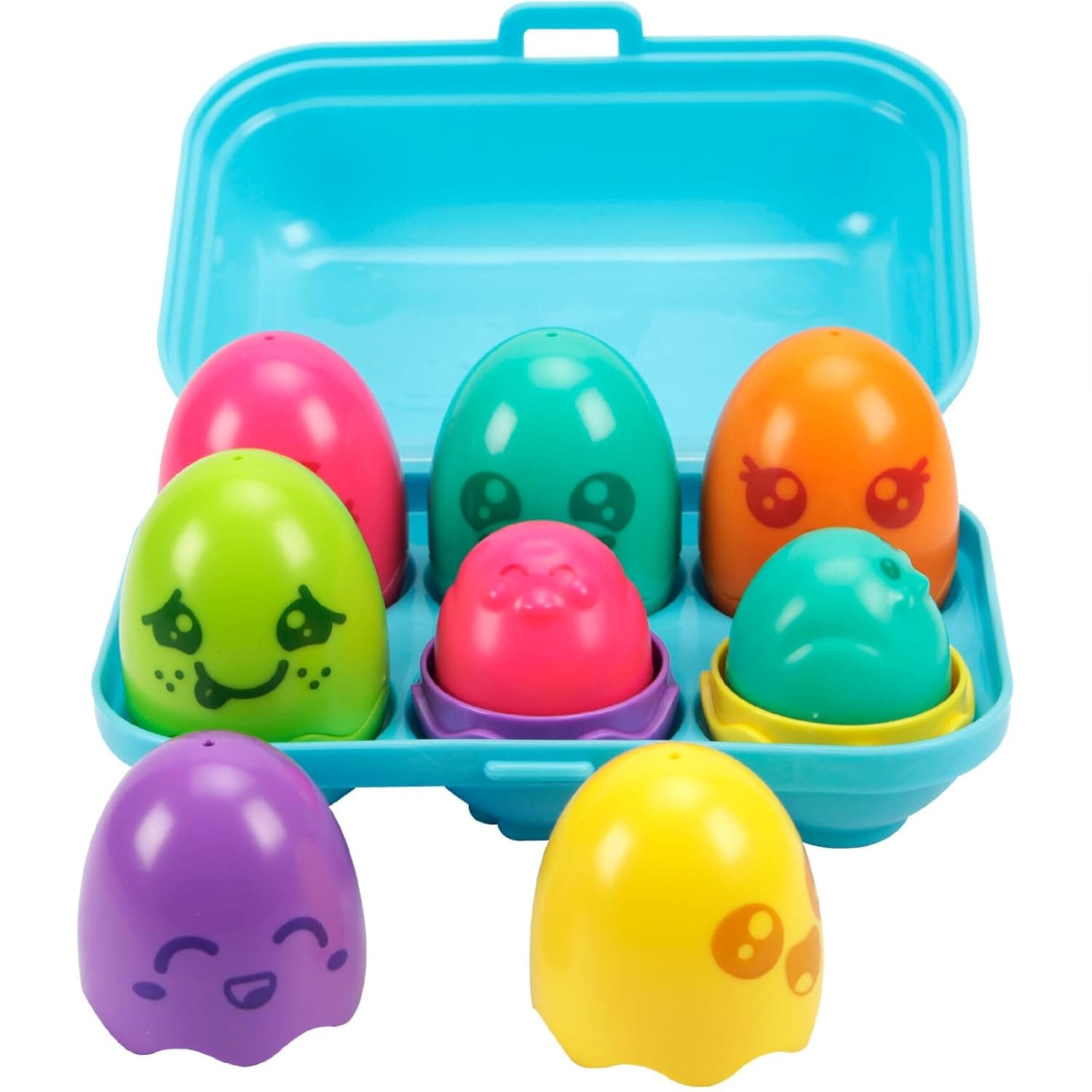 Toomies TOMY Hide and Squeak Bright Baby Toy - Baby Box of 6 Colourful Eggs, 3 Squeak and 3 Rattle - Shape Sorter Baby Sensory Toys - Toddler Toys and Baby Toys 6 Months Plus to 36 Months