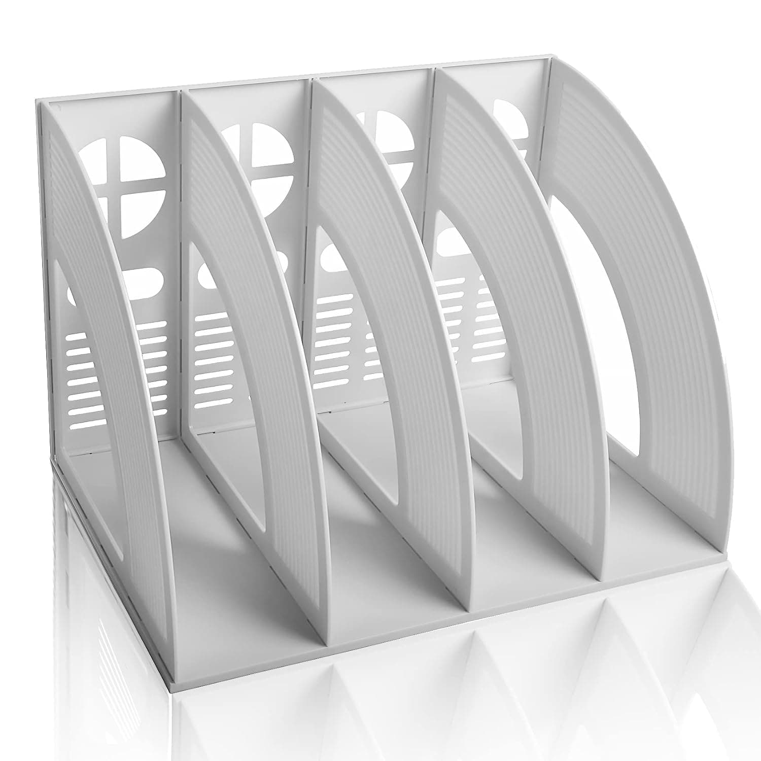 ALMEKAQUZ File Organiser, A5 File Holder, Desk Organizer, Compartments Bookshelf Document Divider, Paper Box Bookends For Office Home Organization And Storage Racks(grey)