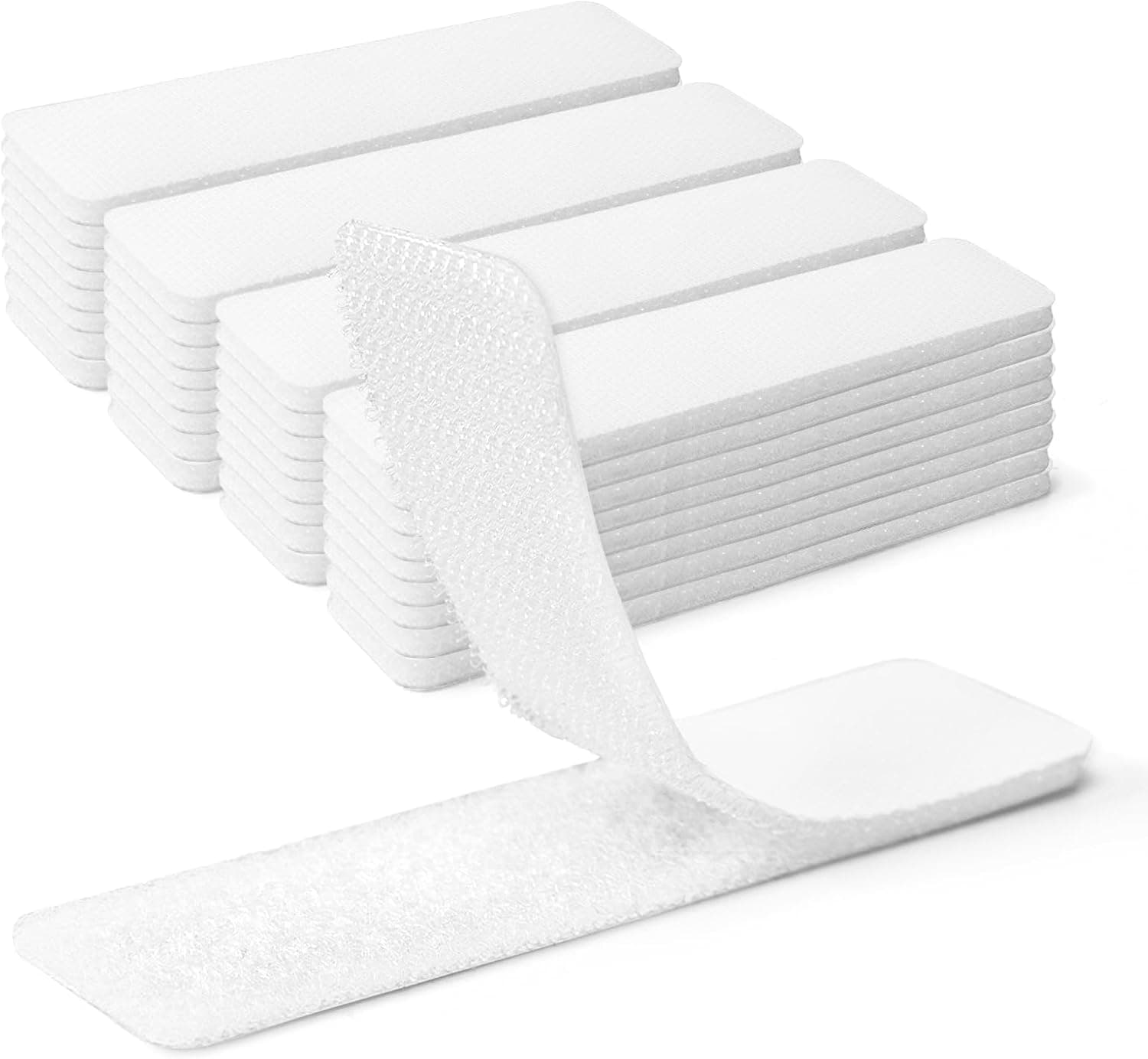 1x4 inch Hook and Loop Strips with Adhesive - 48 Sets, Double-Sided Adhesive Strip Strong Back Adhesive Hook & Loop Tape Fastener for Home or Office Use - Instead of Holes and Screws