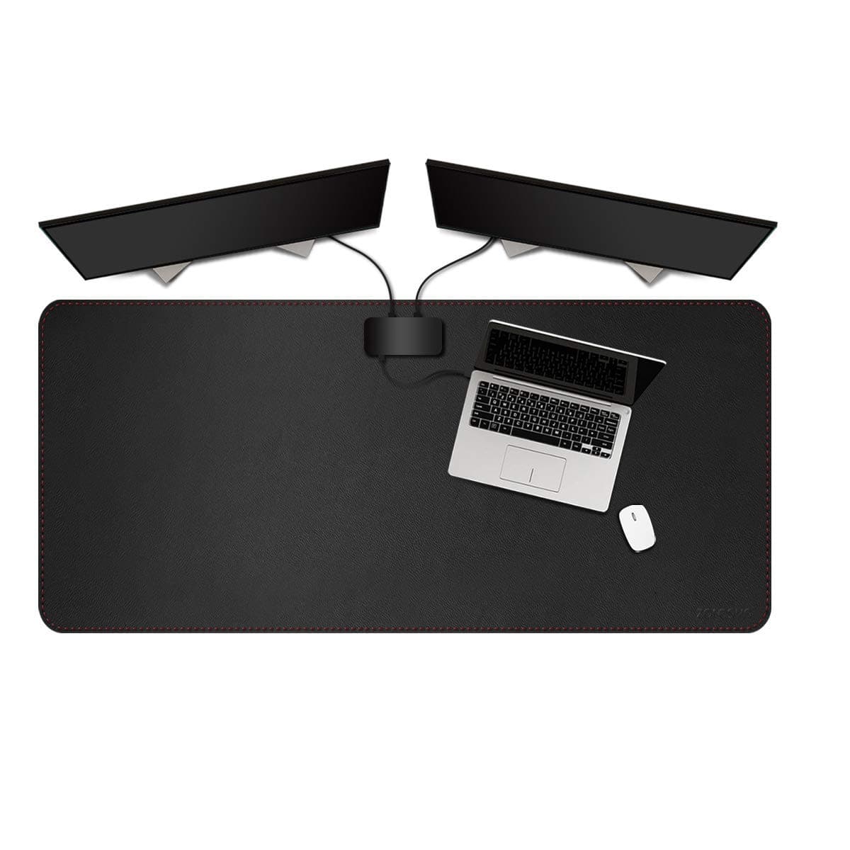 ZORESYN 3XL Large Mouse Pads (120x60cm) - PU Leather Extended Large Gaming Mousepad Desk Mat - Nonslip Base and Waterproof Desktop Keyboard Extended Mouse Mat (Black, 3X-Large)