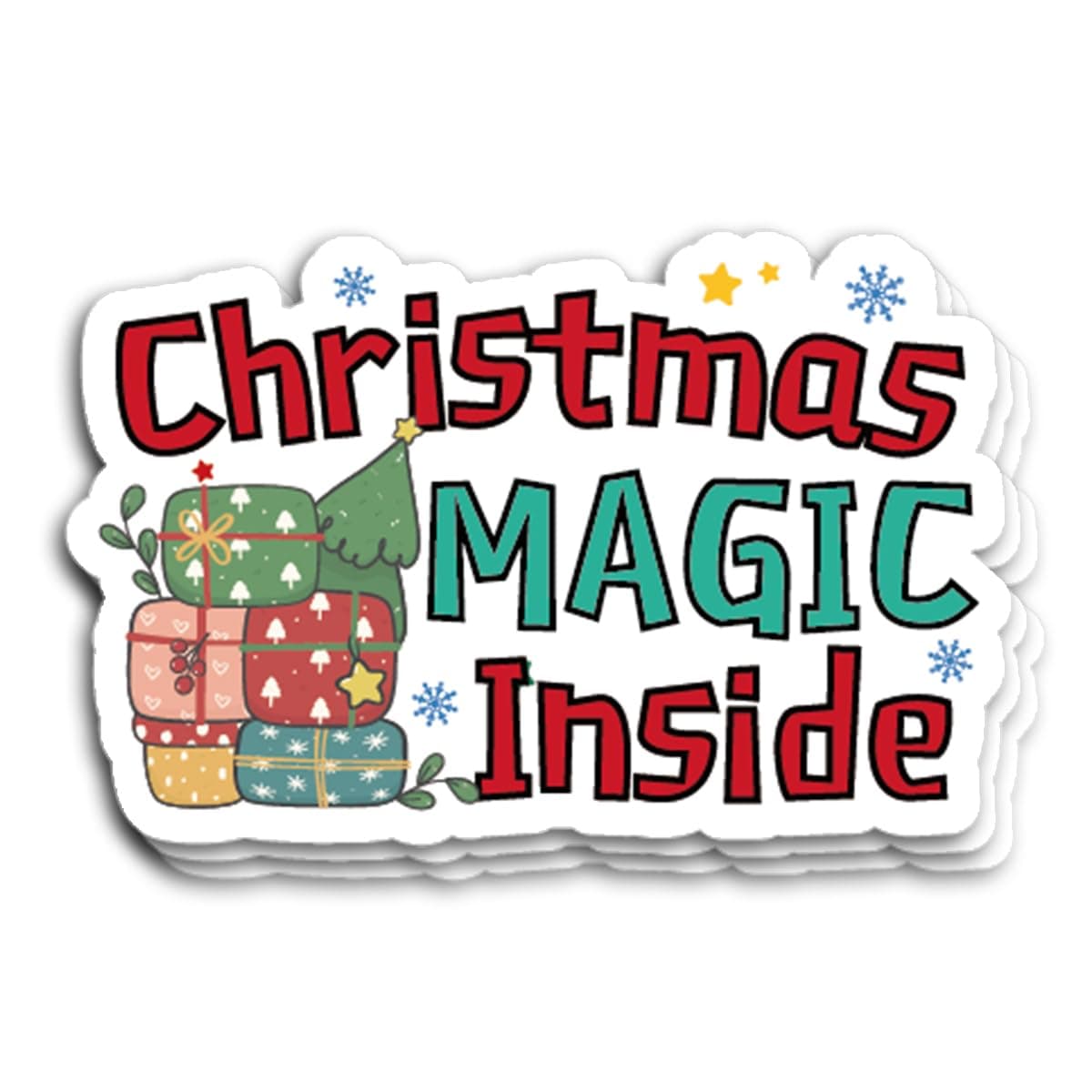210 PCS Christmas Business Packaging Stickers,Christmas Magic Inside,Holiday Gift Wrapping Thank You Sticker for Envelopes Shipping Boxes Product Packaging